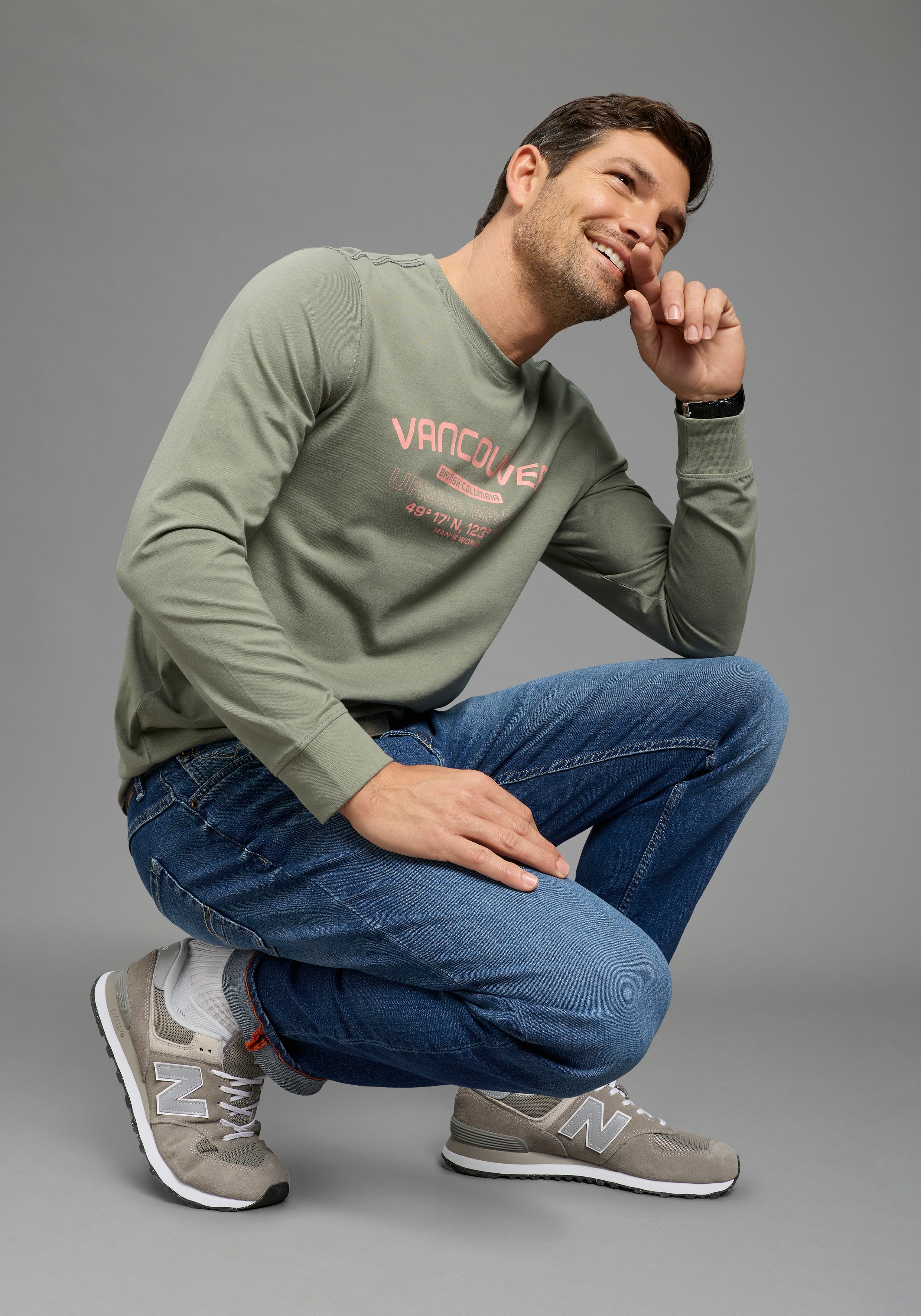 Mans World Langarmshirt "Neue Kollektion" casual Stil, Langarm, schmale Passform