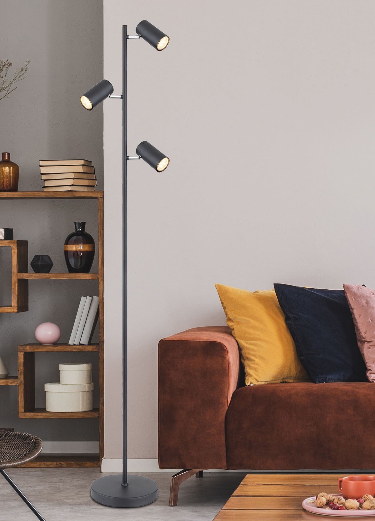 GLOBO LIGHTING Stehlampe »ROBBY« GU10 1 Stk. Stehleuchte schwarz matt, GU10 LED, 154 cm hoch