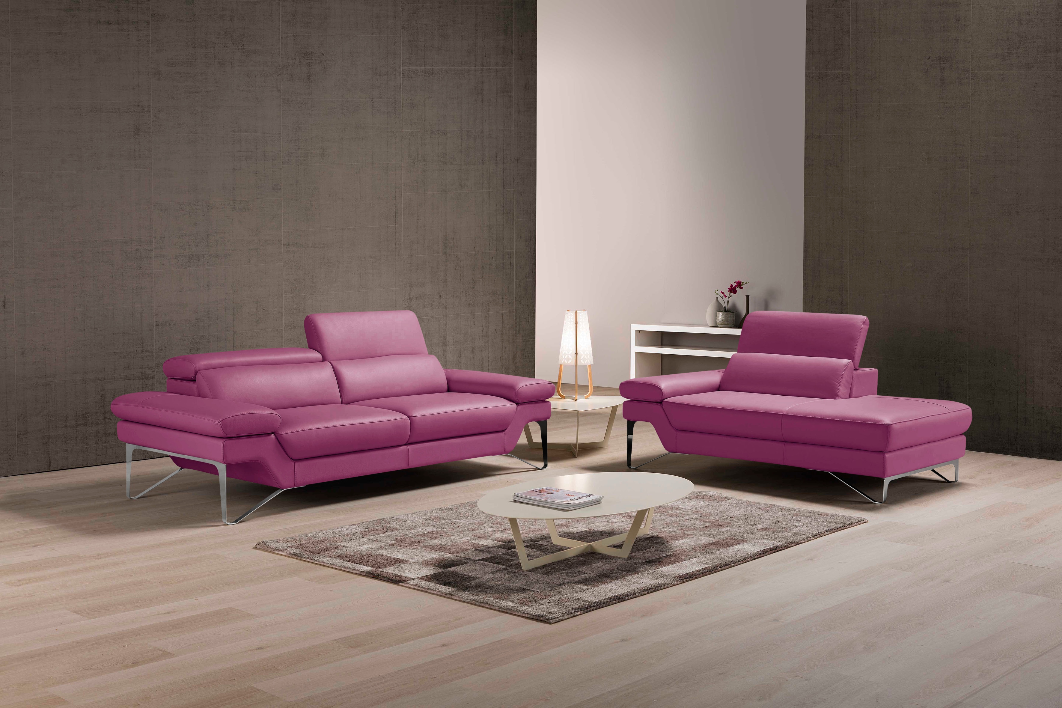 Egoitaliano Polstergarnitur "Princess Design und Sitzkomfort im Einklang, bequem und hochwertig" Set aus 2,5 Sitzer und freitehende Ottomane, Kopfstützen verstellbar