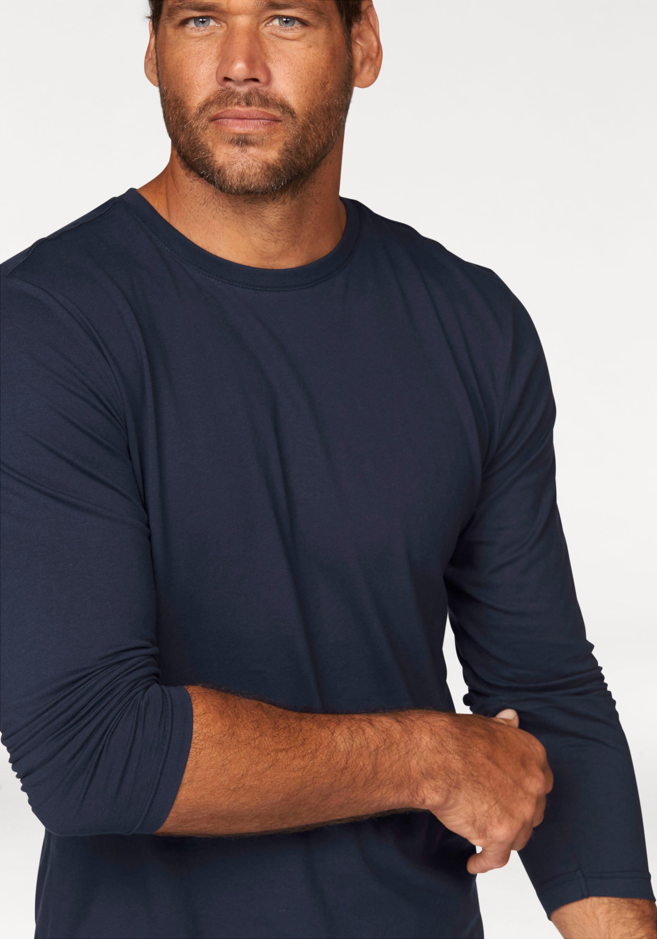 Man's World Langarmshirt »neue Farbe !«, (3er-Pack), Langarm, unifarben, aus Baumwolle, im 3er-Pack