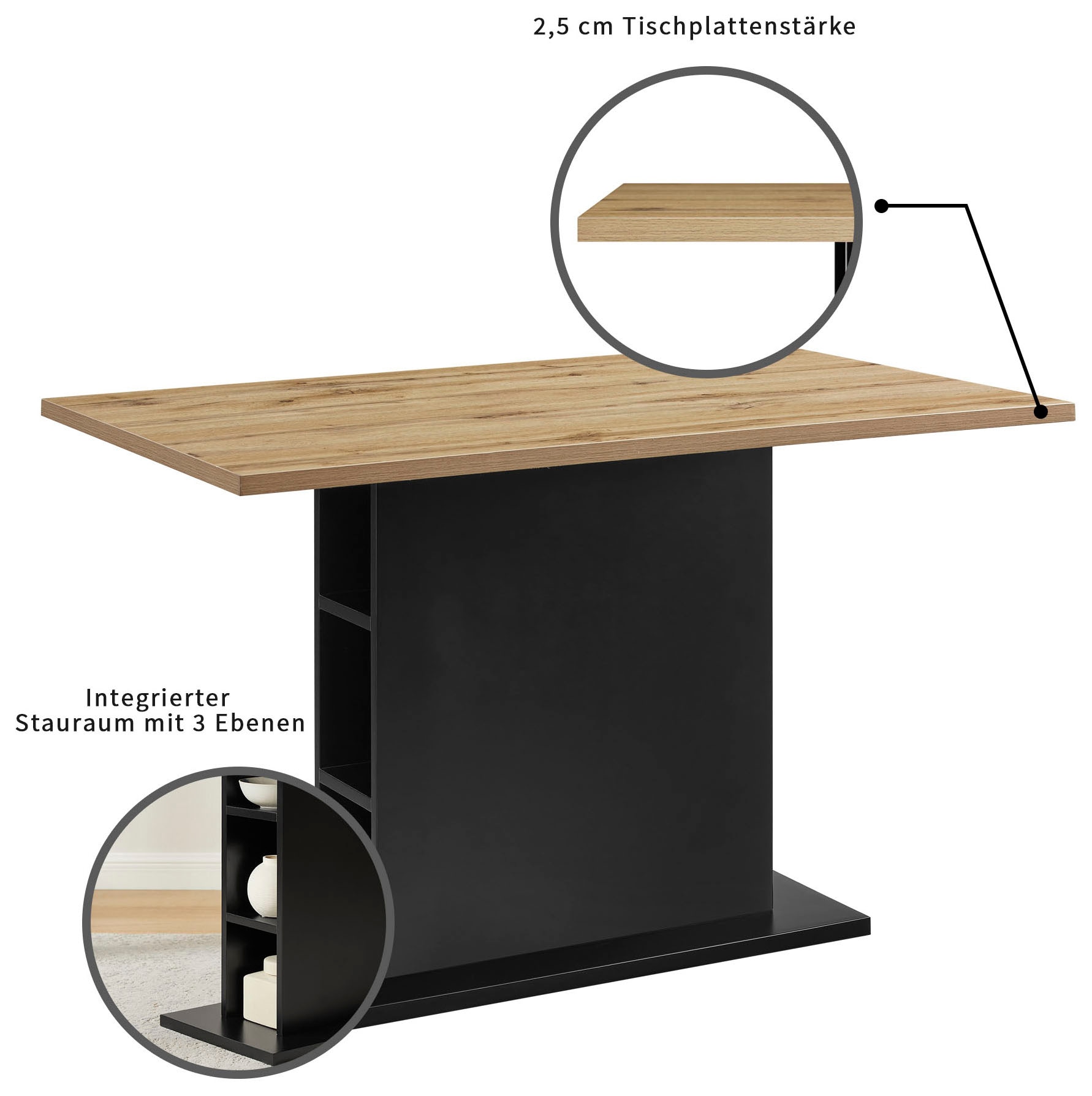 OTTO home Essgruppe »Hennia« Set, 4 tlg. Tischplatte aus Melamin, 2 Freischwinger, Bank, Metallgestell