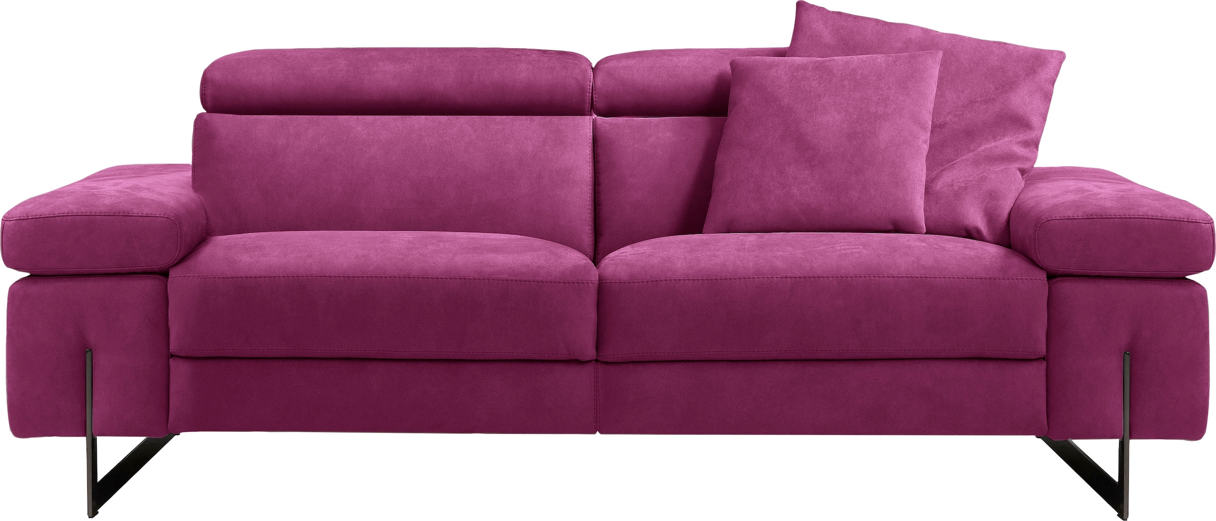Egoitaliano 2,5-Sitzer "Candice, elegant und edel, hochwertiges Designsofa, bequem" Kopfteile manuell verstellbar, titanumfarbene Kufenfüße