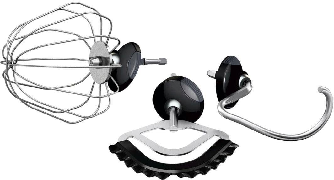 BOSCH Küchenmaschine »Serie 8 MUM9A66R00, Gratis Set VeggieLove Plus MUZ9VLP1«, Knethaken/Rühr-/Silikonbesen spülmaschinenfest, rot/silber
