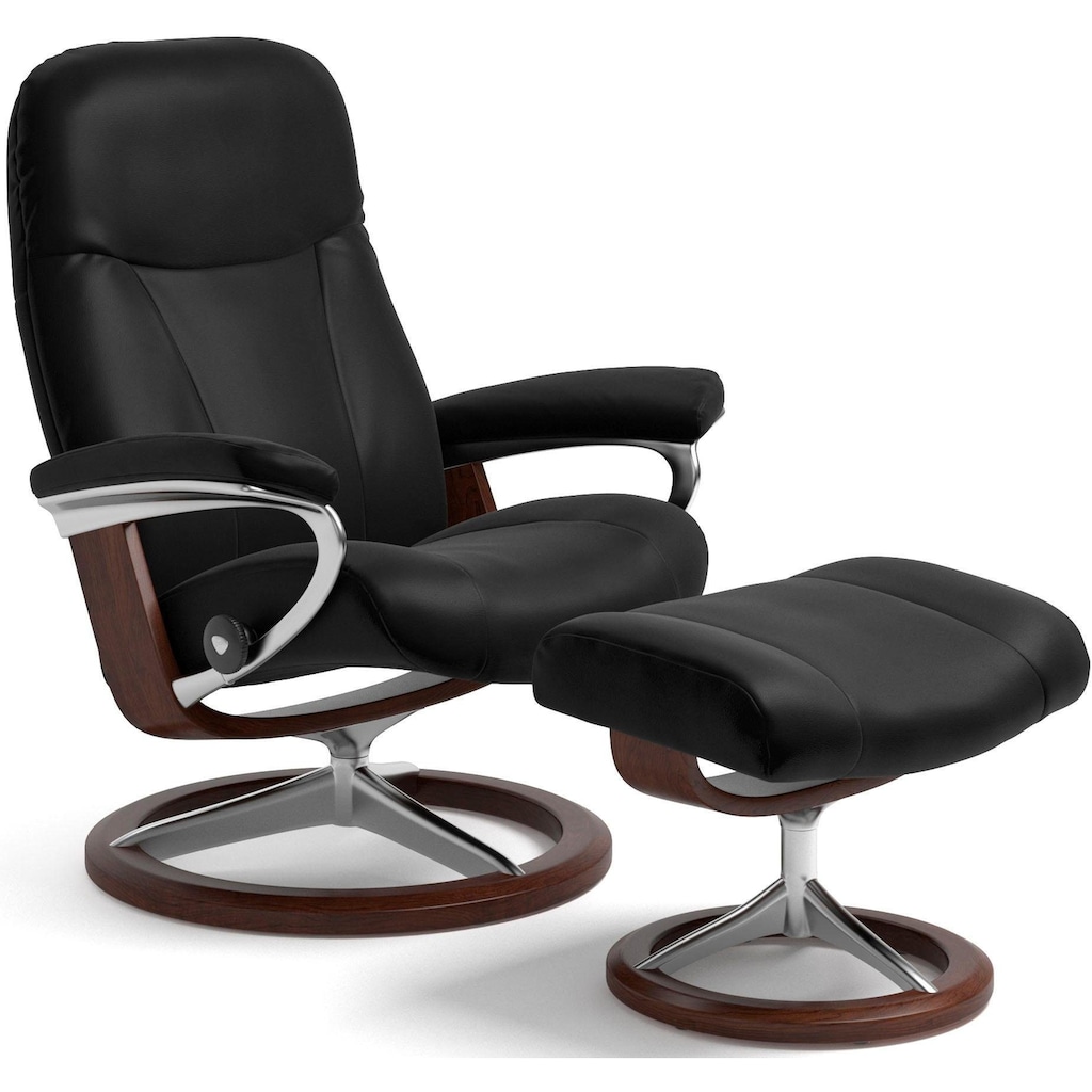 Stressless® Relaxsessel »Garda«, (Set, Relaxsessel mit Hocker), mit Hocker, mit Signature Base, Größe L, Gestell Braun