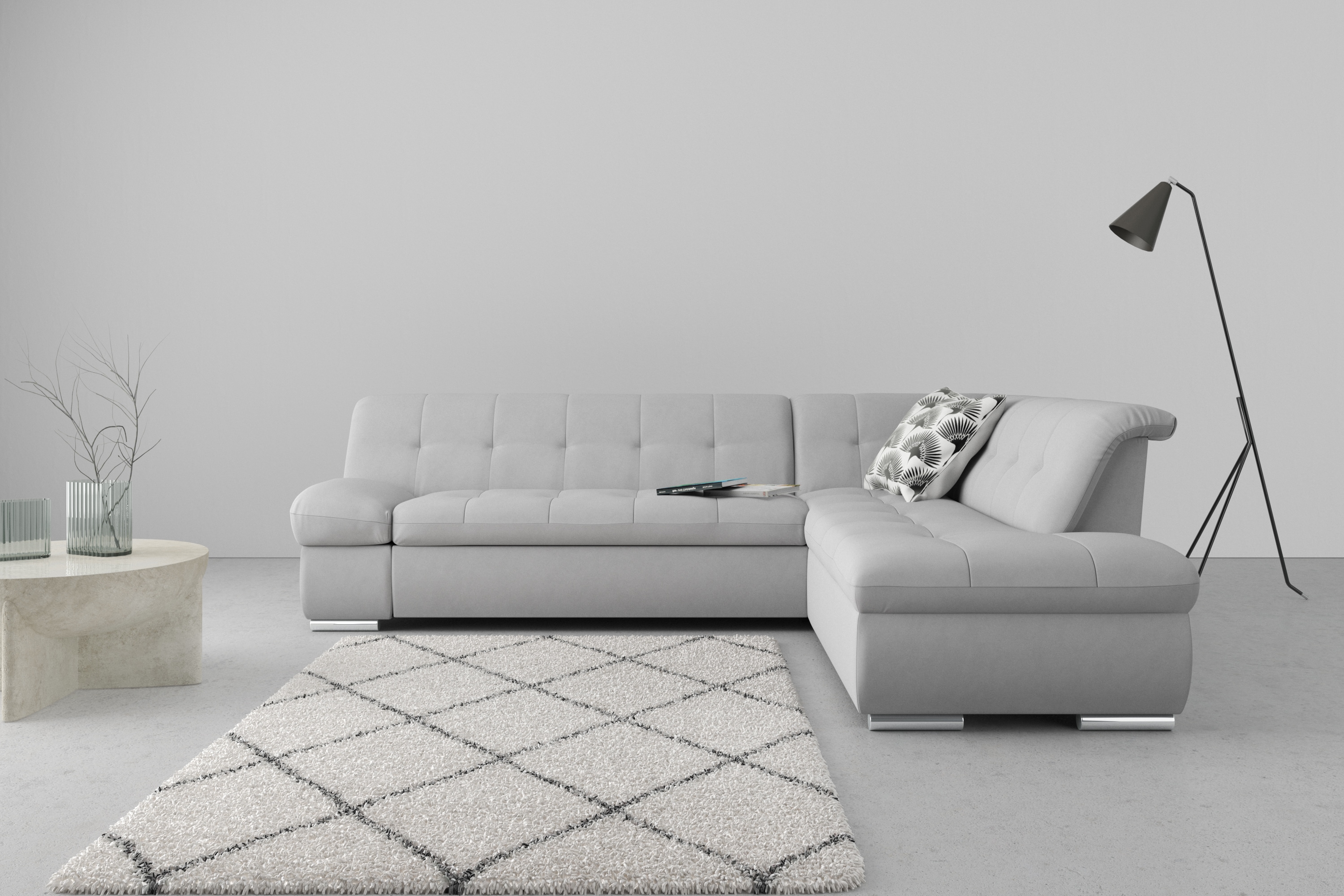 DOMO collection Ecksofa "MONA 271x213 cm, modern und komfortabel" whlw. mit Bett- und Armlehnfunktion, L-Form