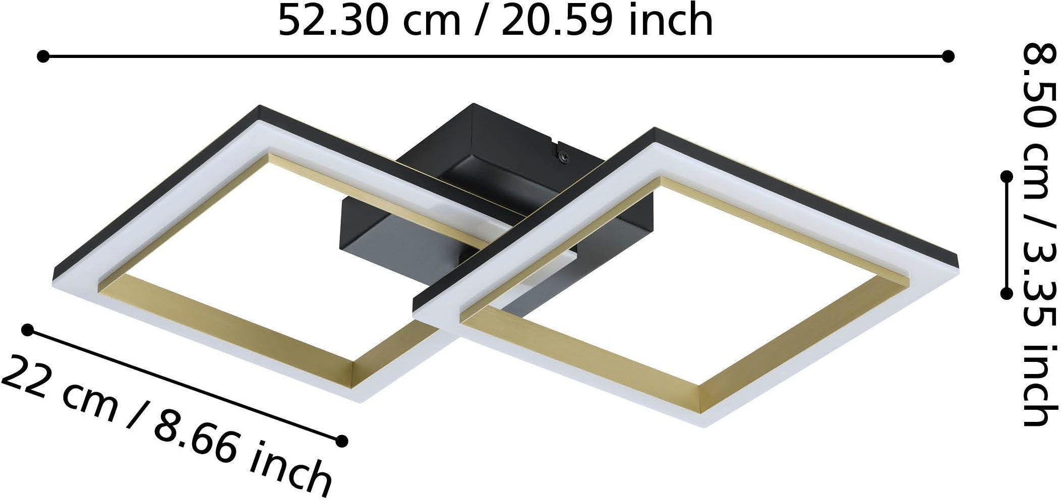EGLO Deckenleuchte »Calliera Deckenlampe, Metall und Kunststoff, Bürolampe Decke, Lampe« LED-Modul 1 Stk. Neutralweiß Wand-/Deckenleuchte - L52,5 x B31 x H8,5 cm - schwarz, messing