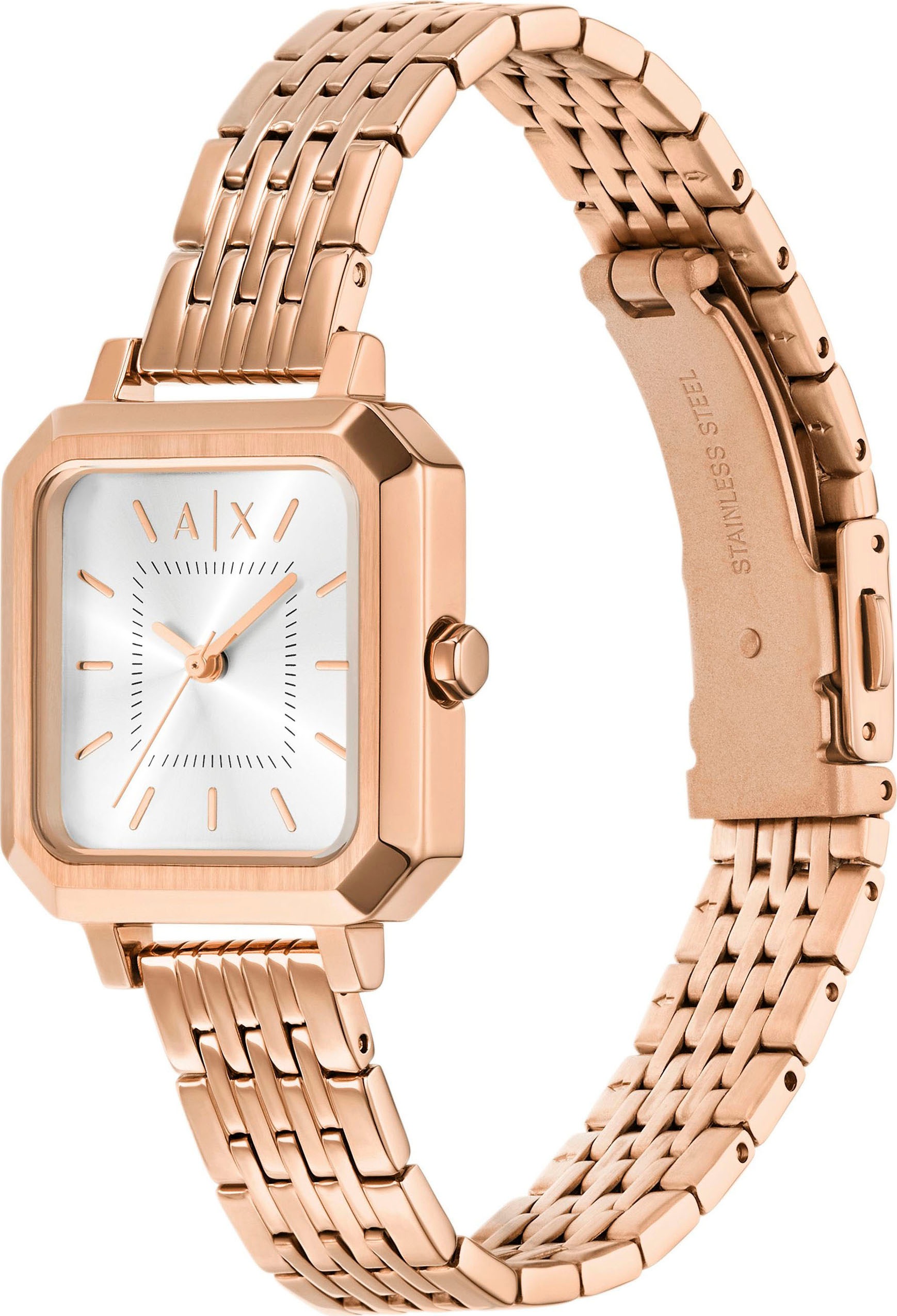 ARMANI EXCHANGE Quarzuhr, (Set, 2 tlg., mit Armband), Armbanduhr, Damenuhr, Edelstahlarmband, Ideal auch als Geschenk