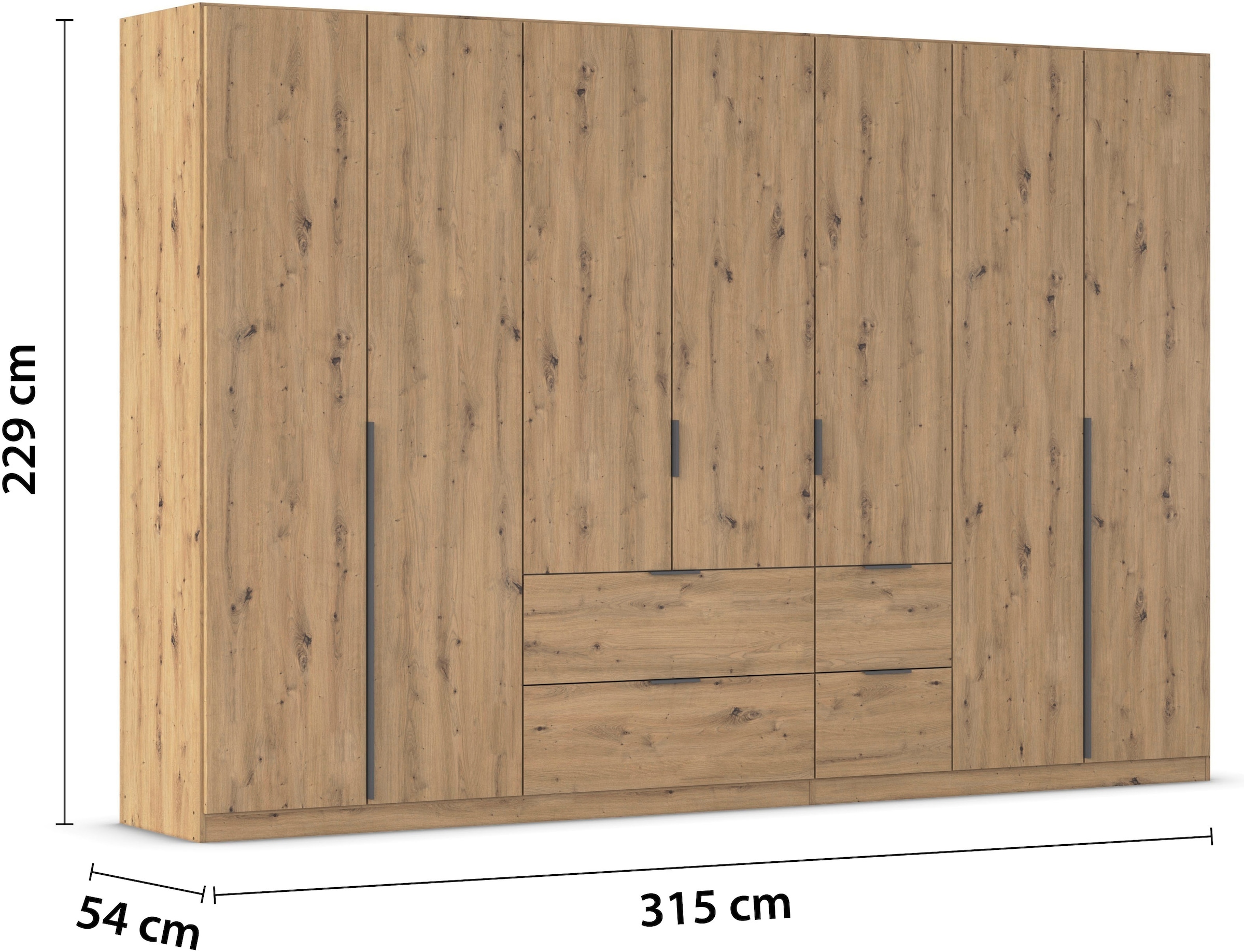 rauch Drehtürenschrank »Kleiderschrank Schrank Garderobe AGORDO mit Dekor- oder Hochglanzfront«, (in zwei Griff-Farben mit Dekor- oder Hochglanzfront), mit Außenschubkästen, in 6 Breiten und 2 Höhen MADE IN GERMANY