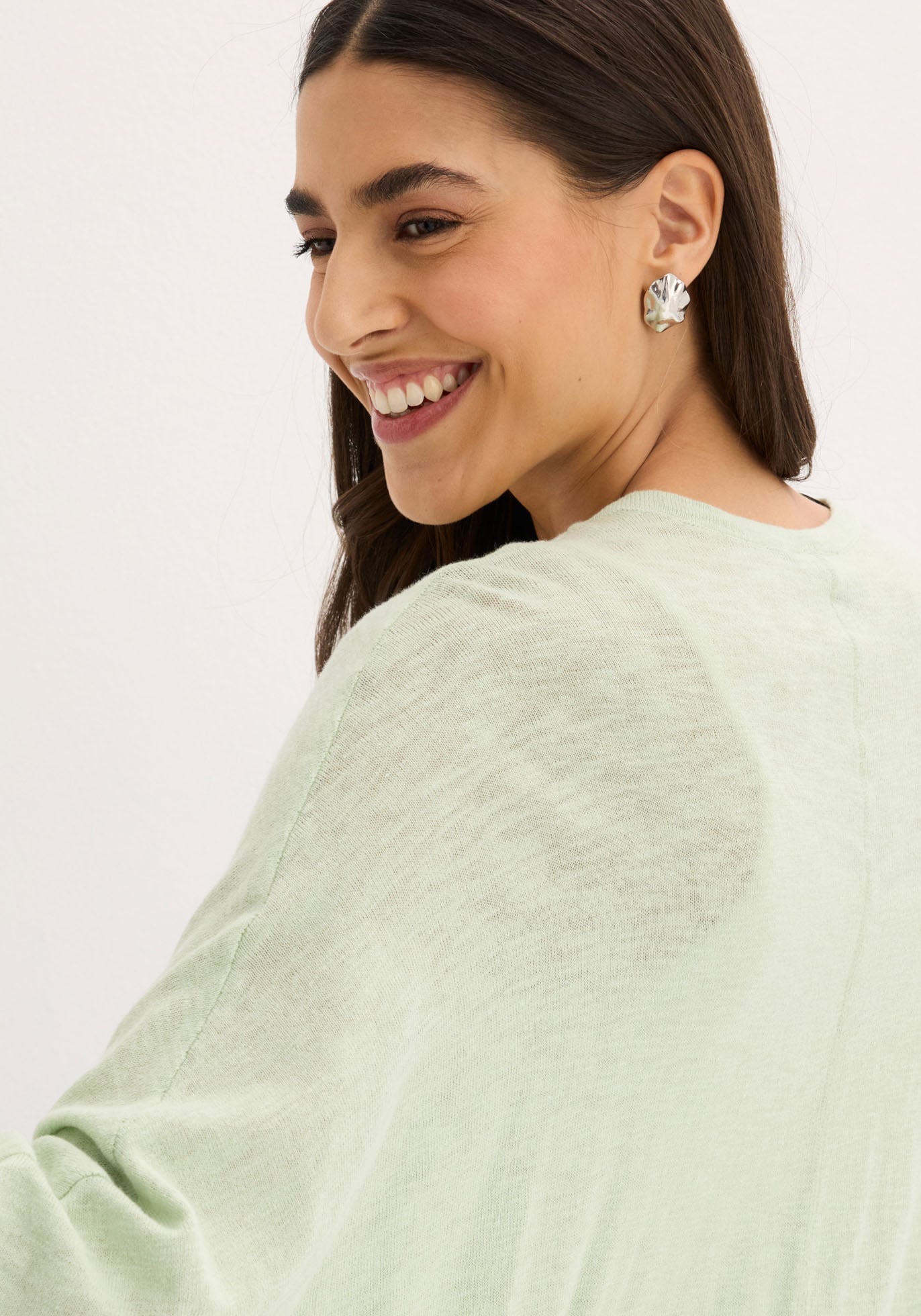 bonprix Strickjacke Oversize-Passform, 3/4-Ärmel, eleganter Stil, aus Baumwolle