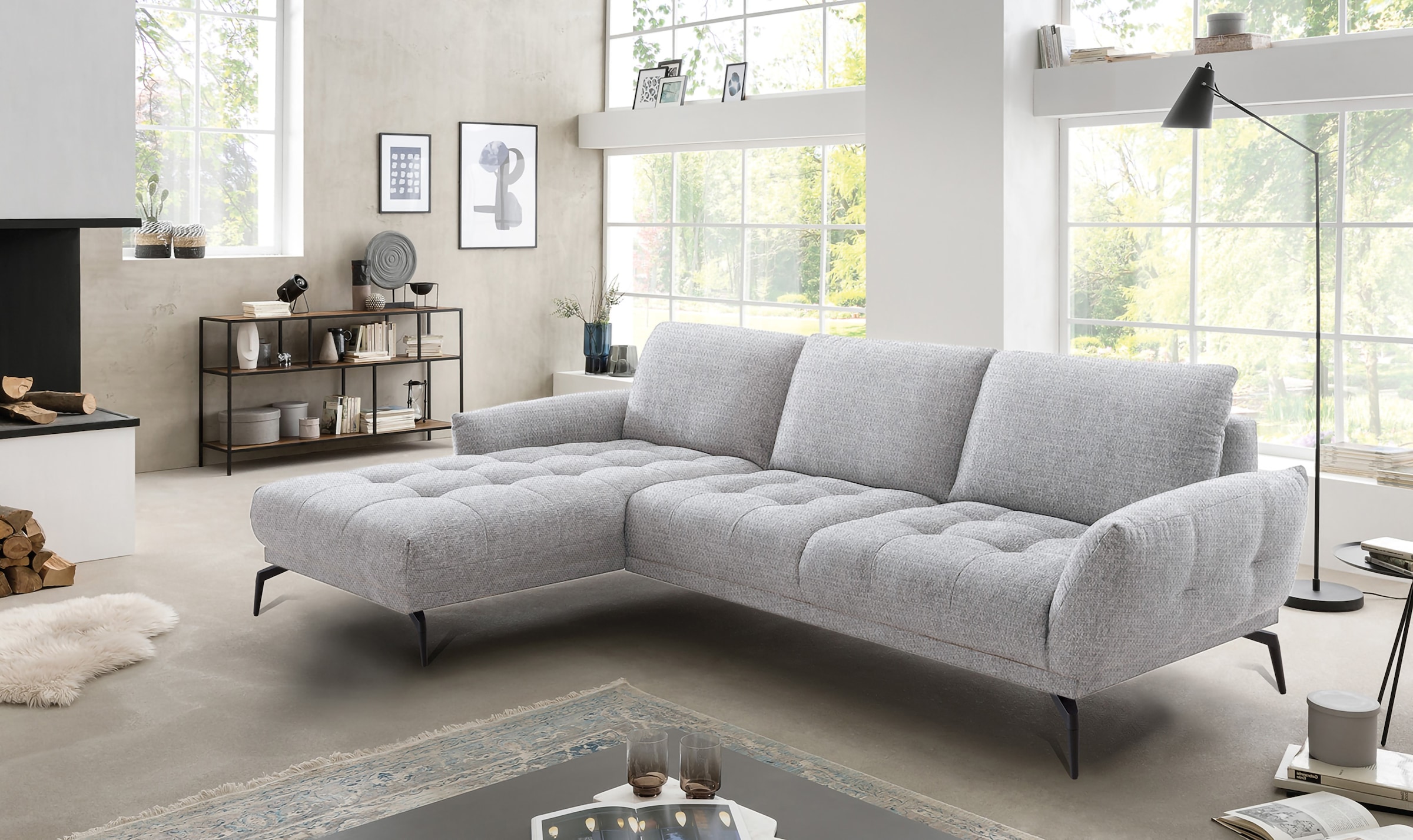 exxpo - sofa fashion Ecksofa »NICEA erstklassiger Sitzkomfort, OTTOs Choice, L-Form, bodenfrei«, In hochwertiger Verarbeitung und ergonomische Sitzposition