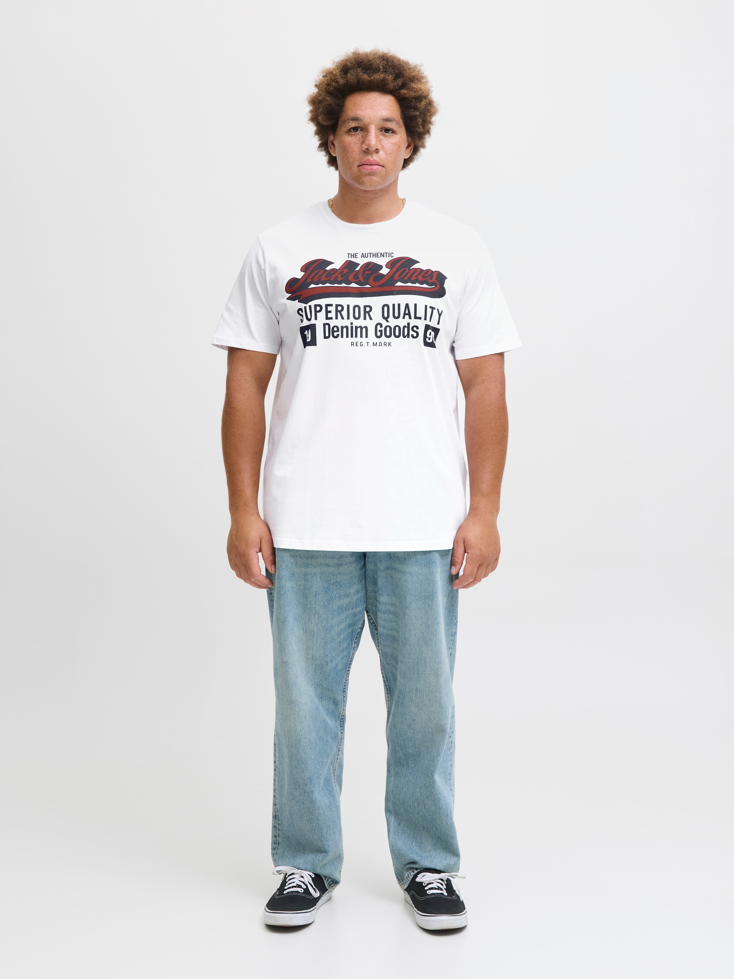 Jack & Jones PlusSize T-Shirt »JJELOGO TEE SS 2 COL AW25 3PK MP PLS«, (Packung, 3 tlg.)