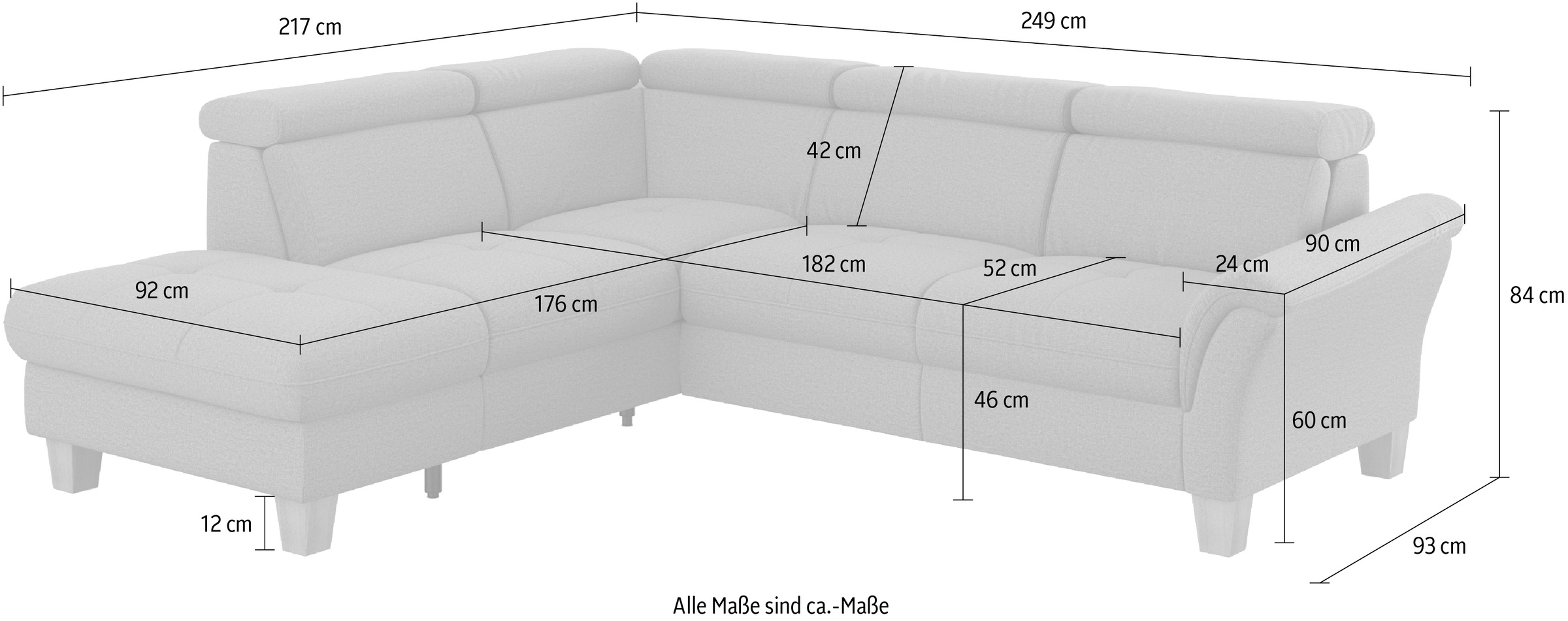 Home affaire Ecksofa »Lindgren L-Form«, wahlweise mit TV-Funktion, Stauraum und Kopfteilverstellung