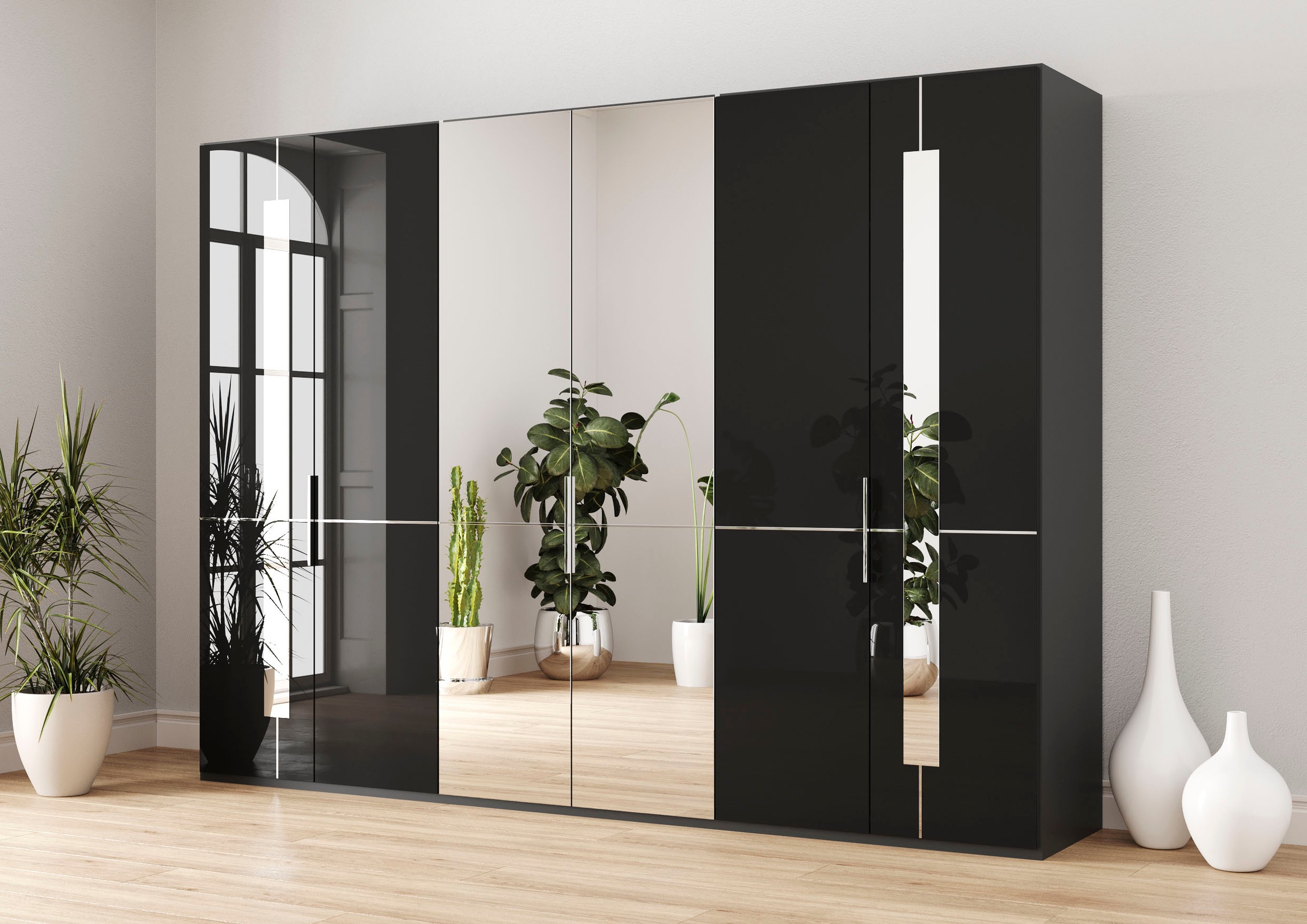 Musterring Kleiderschrank "Imola W" inkl. Einlegeböden und Kleiderstangen, mit Glas- und Spiegeltüren
