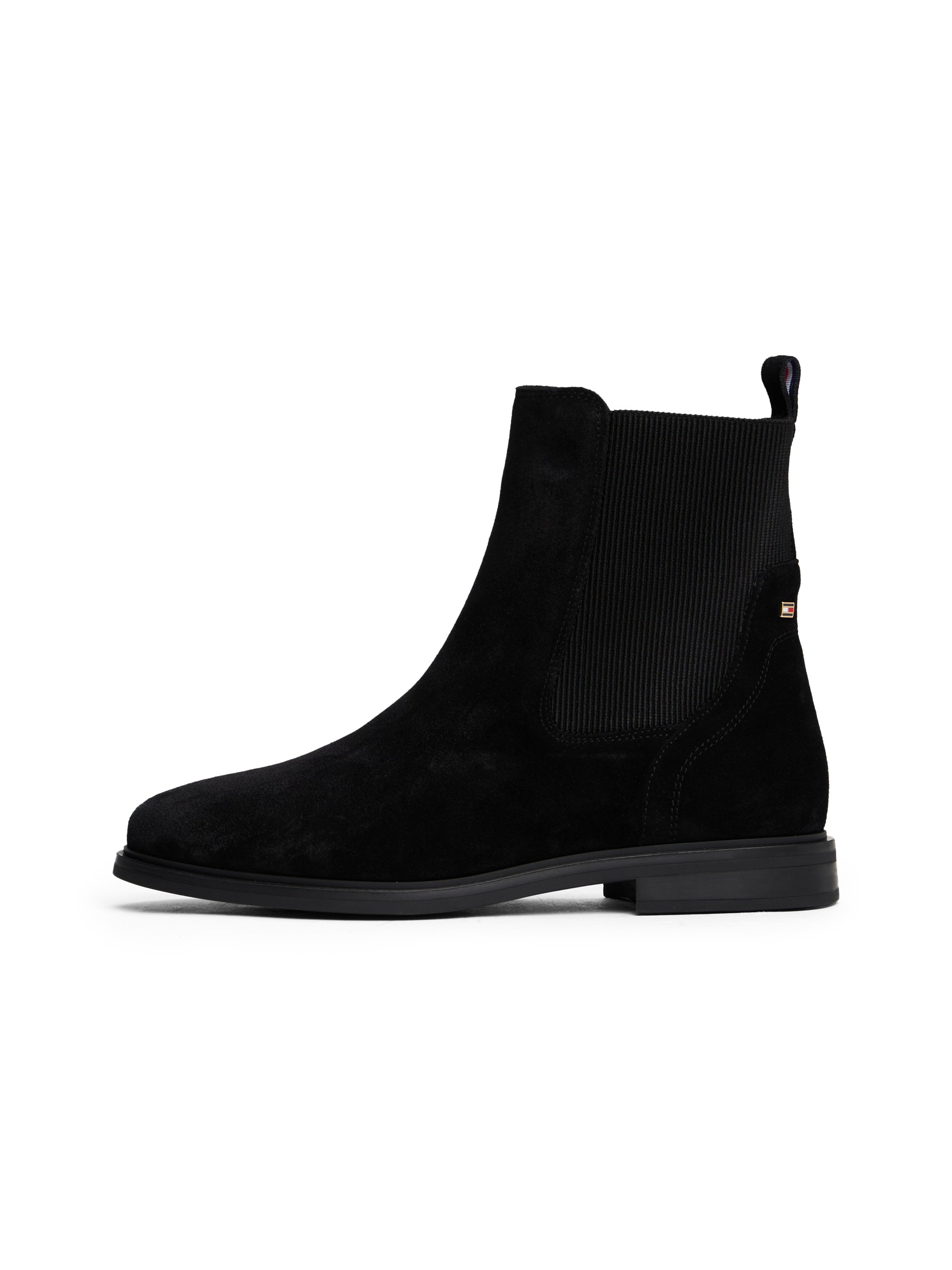 Tommy Hilfiger Chelseaboots »FLAG SUEDE CHELSEA BOOT«, Stiefelette, Businessschuh mit Hardcover-Flagge an der Ferse