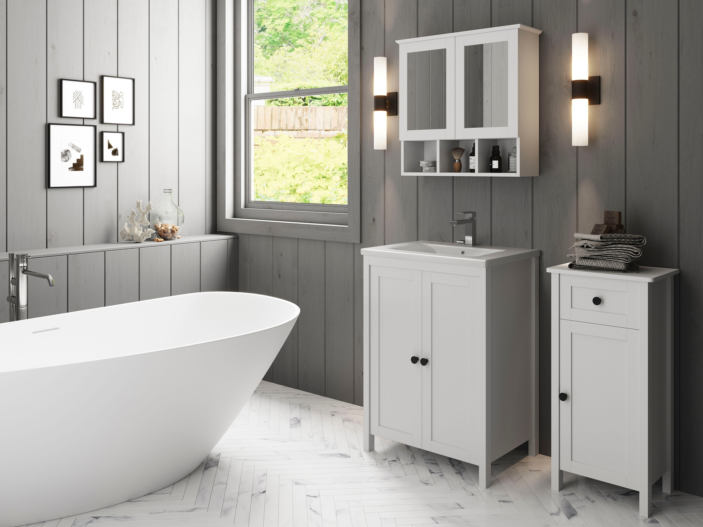 welltime Waschtisch "SYLT" Badmöbel inkl. Keramikwaschbecken, Breite 60cm günstig online kaufen