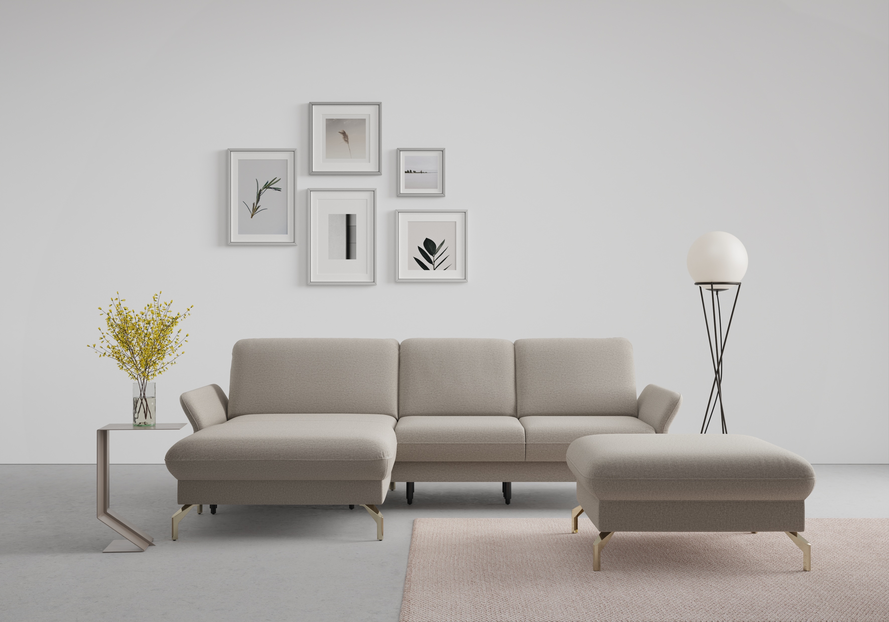 sit&more Ecksofa "Fashion L-Form" wahlweise mit Kopfteilverstellung, Vorziehsitz, motorisch, Nickelfüße