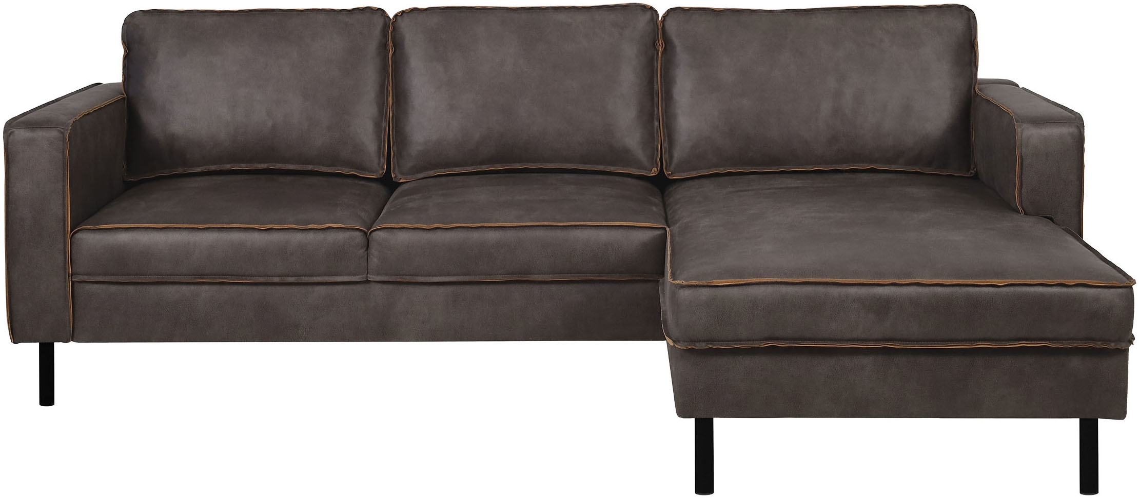 Places of Style Ecksofa »Watkins, wahlweise mit Schlaffunktion/Bettkasten, moderne offene Naht«, Recamiere beidseitig montierbar, L-Form, Breite 232 cm