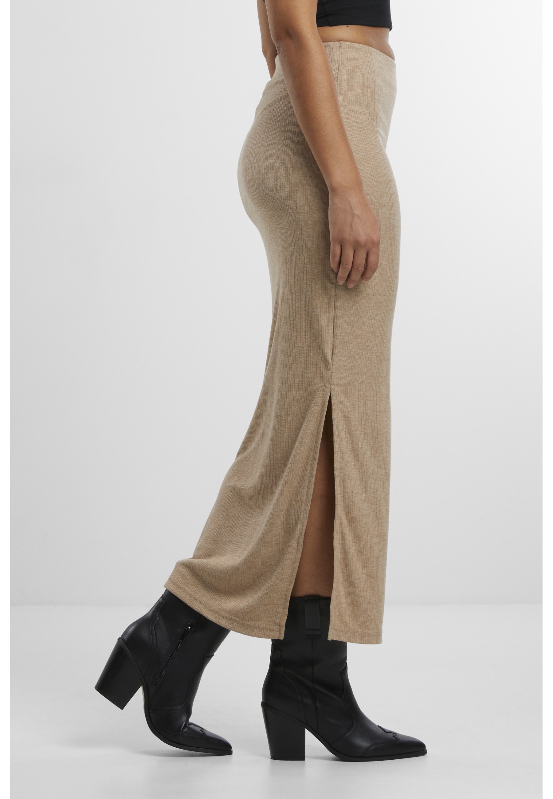 URBAN CLASSICS Sommerrock »Urban Classics Ladies Rib High Slit Skirt« 1 Stk.
