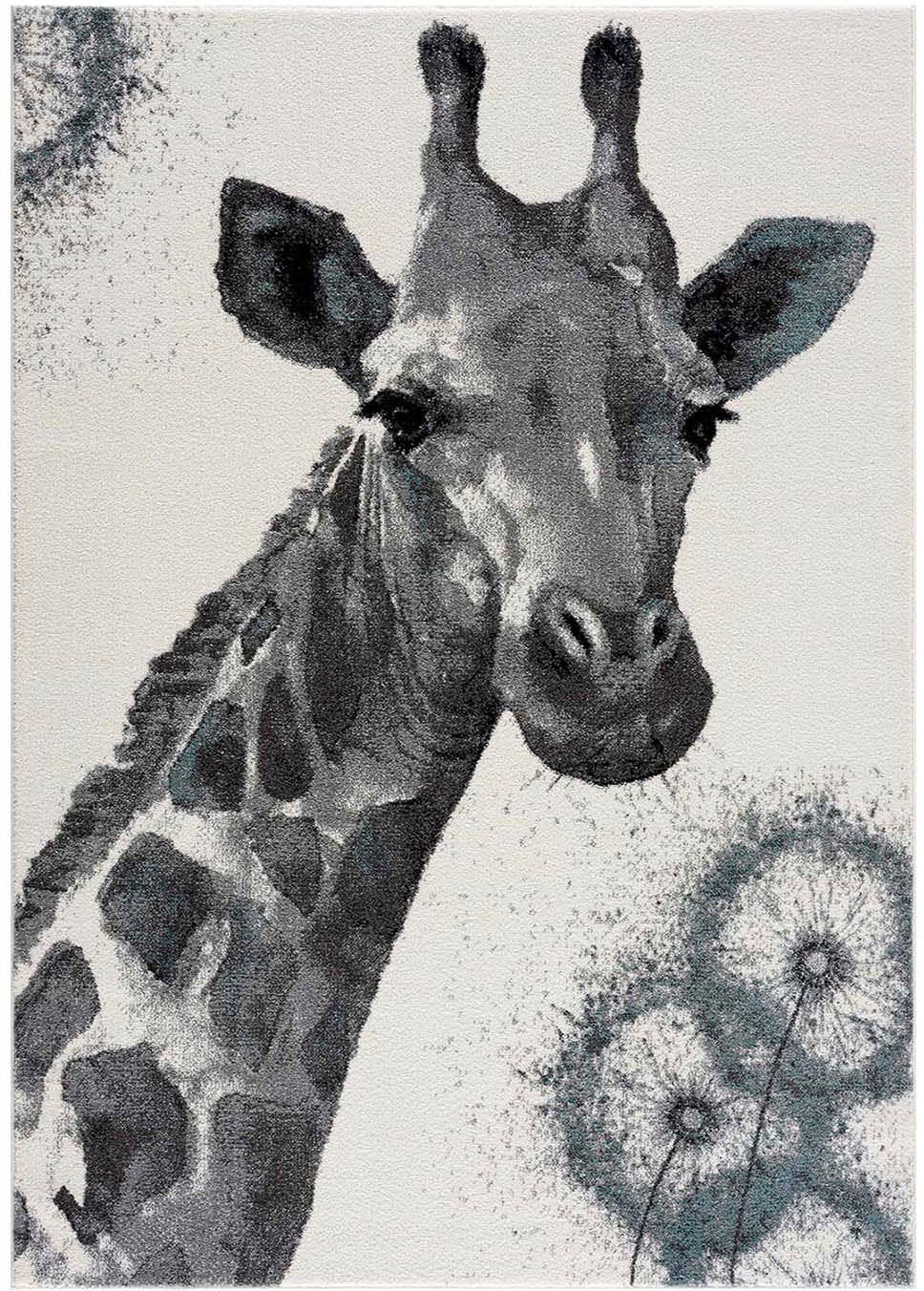 Carpet City Kinderteppich »Savanna 9370«, rechteckig, 11 mm Höhe, Spielteppich, Teppich, Giraffe, Creme/ Grau, Kurzflor