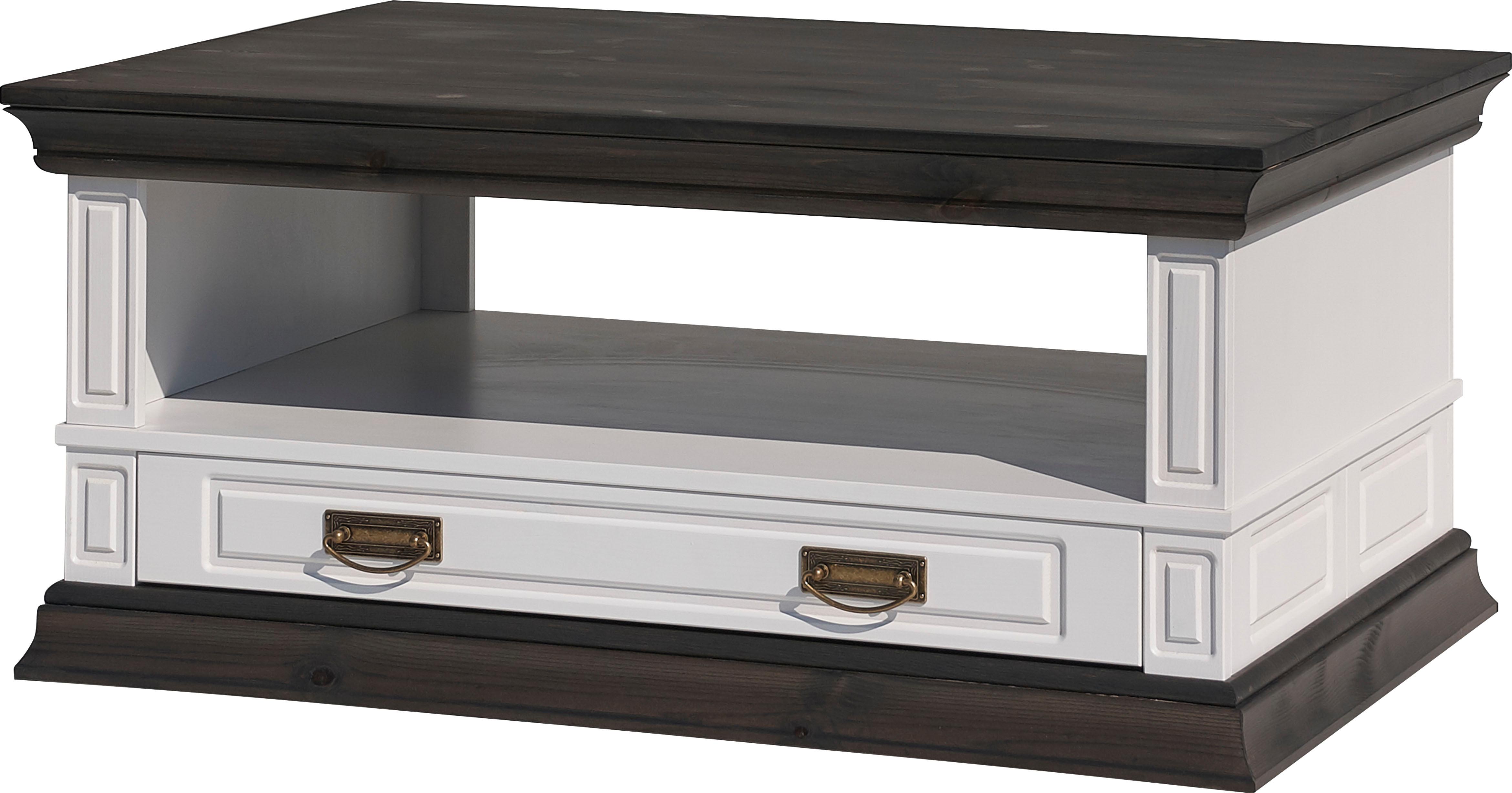 OTTO home Couchtisch "Vinales mit Messinggriffen im Jugendstil und einer Schublade" mit Zierleiste und elegantem Sockel