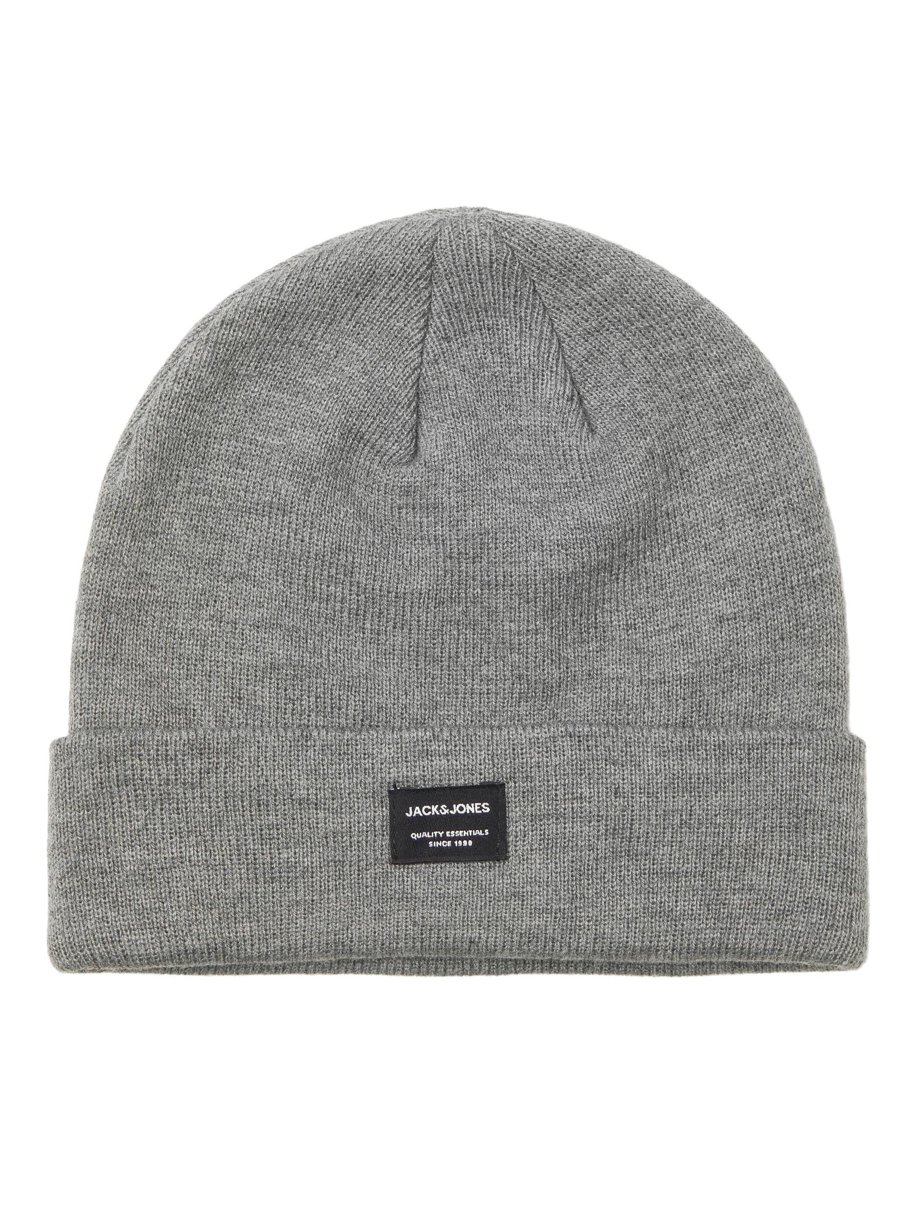 "Strickmütze JACK & JONES ""JACDNA BEANIE NOOS"", Herren, grau (grau melange), Strick, Kunstfaser, unifarben, Mützen Strickmütze, Kunstfaser