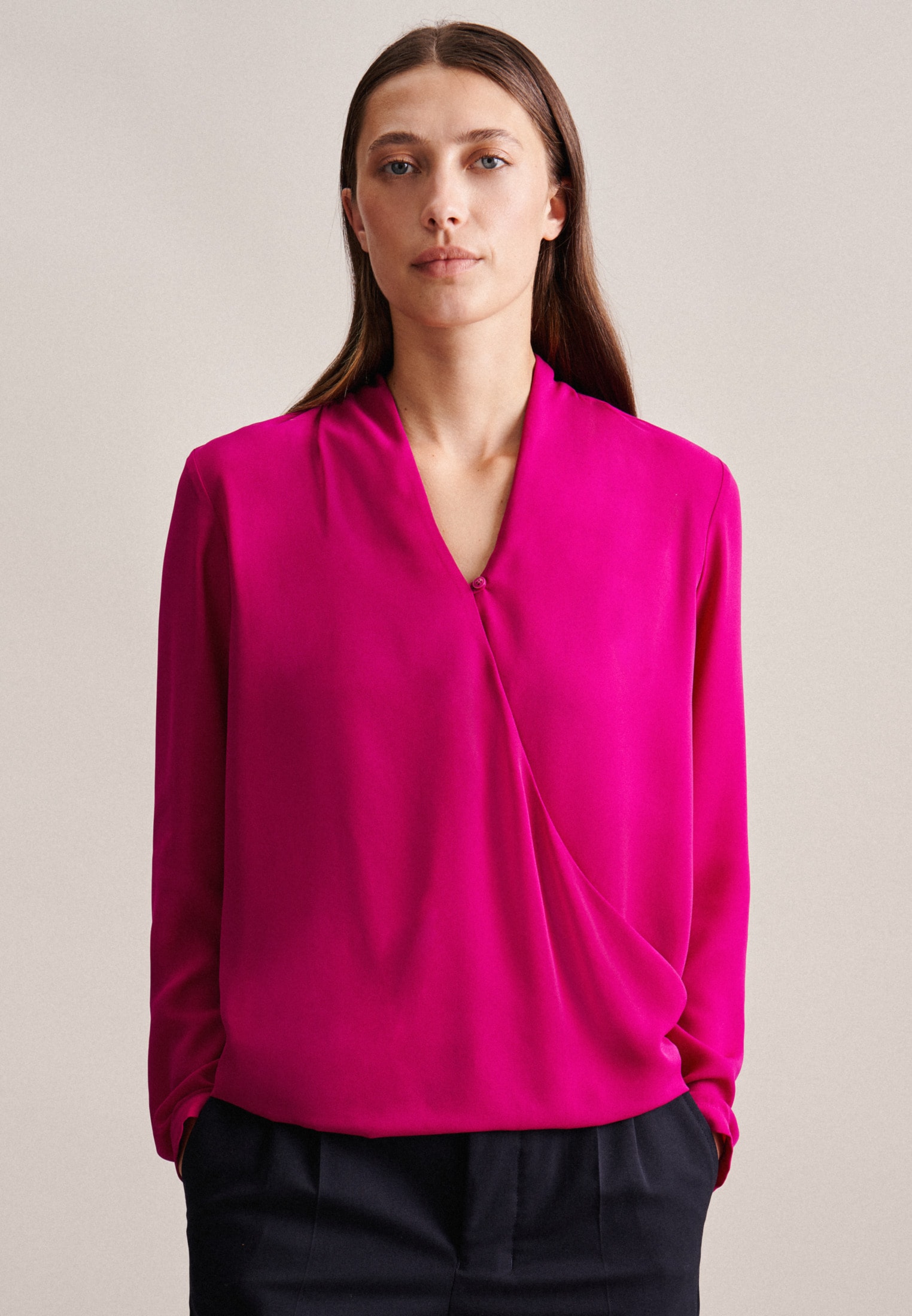seidensticker Wickelbluse "Schwarze Rose", 1/1 V-Neck Uni günstig online kaufen