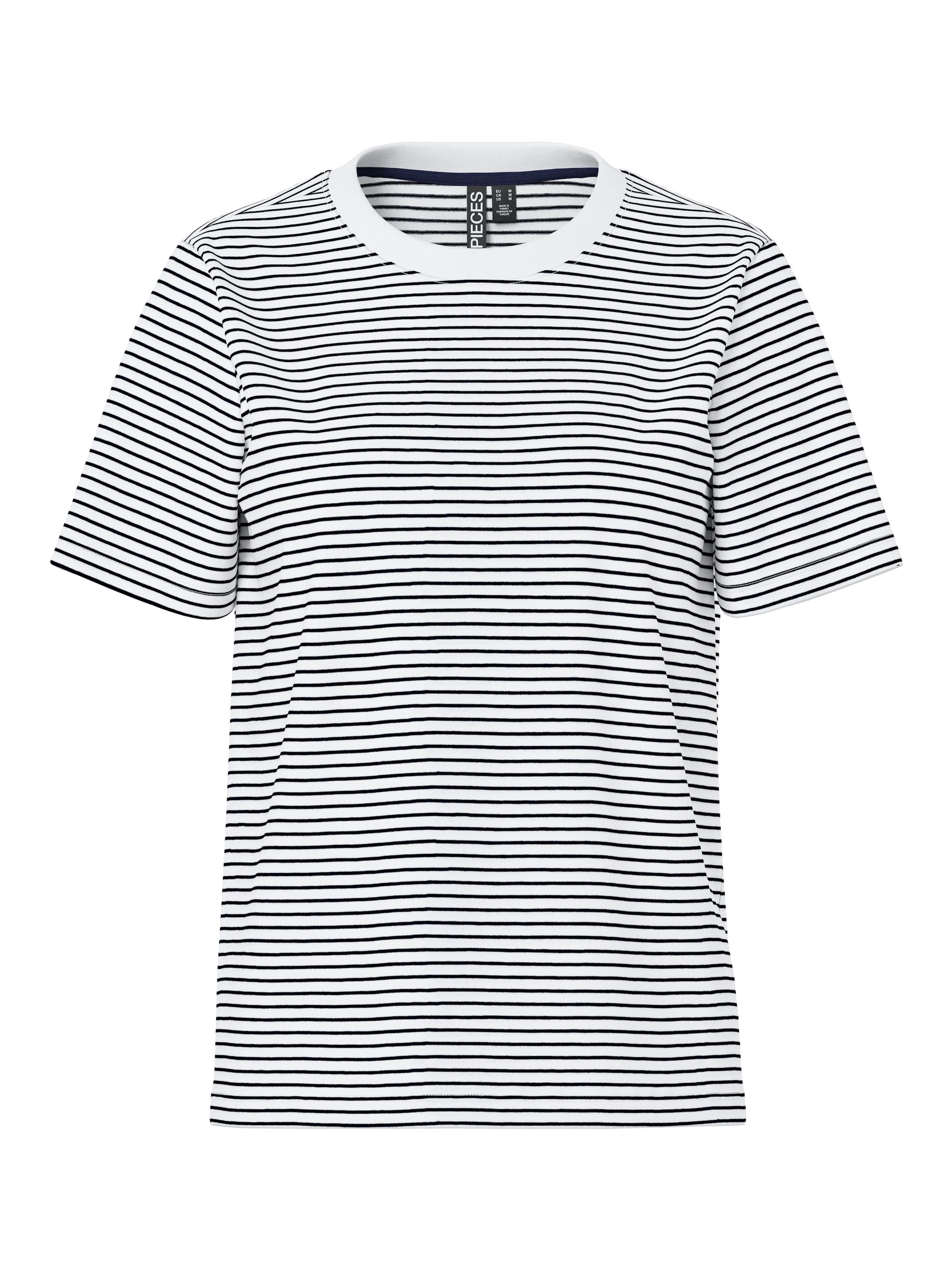 pieces Kurzarmshirt »PCRIA SS TEE STRIPES NOOS BC« Baumwolle, regular fit