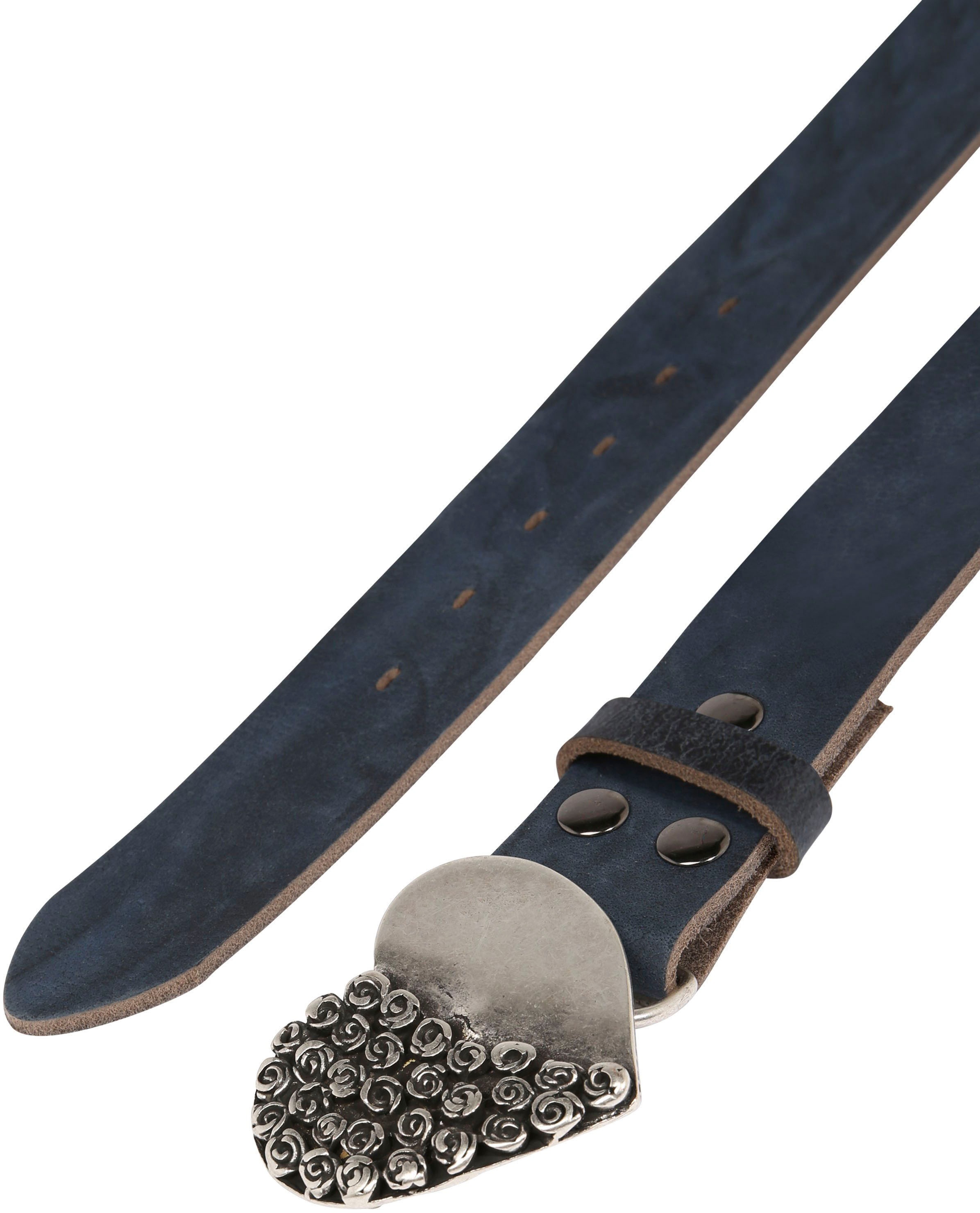 Rettungsring Gürtel Ledergürtel, mit Herzkoppelschließ halb mit kleinen Ros günstig online kaufen