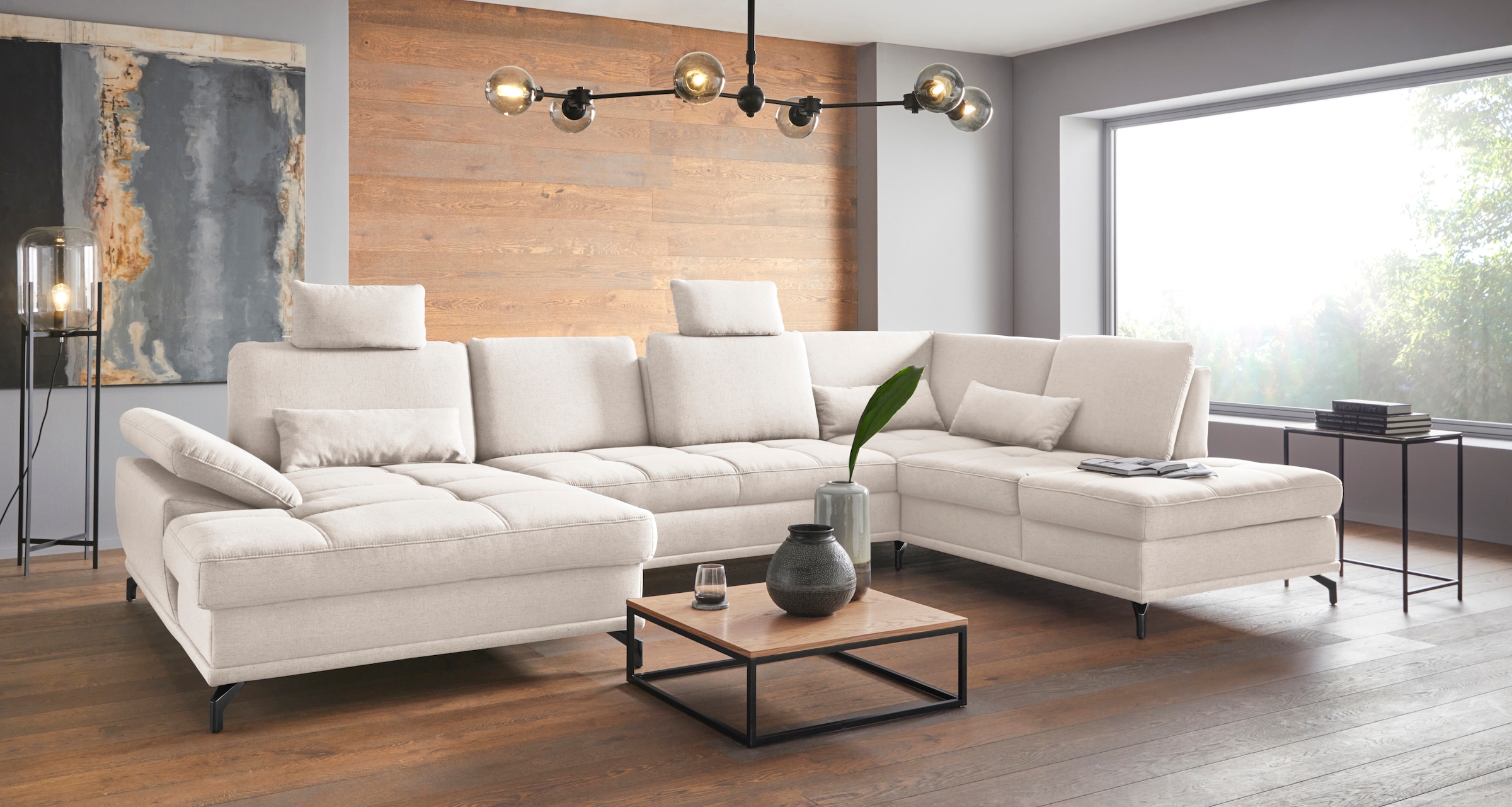 PLACES OF STYLE Wohnlandschaft "Costello U-Form, B: 363 cm mit Sitztiefen-, günstig online kaufen