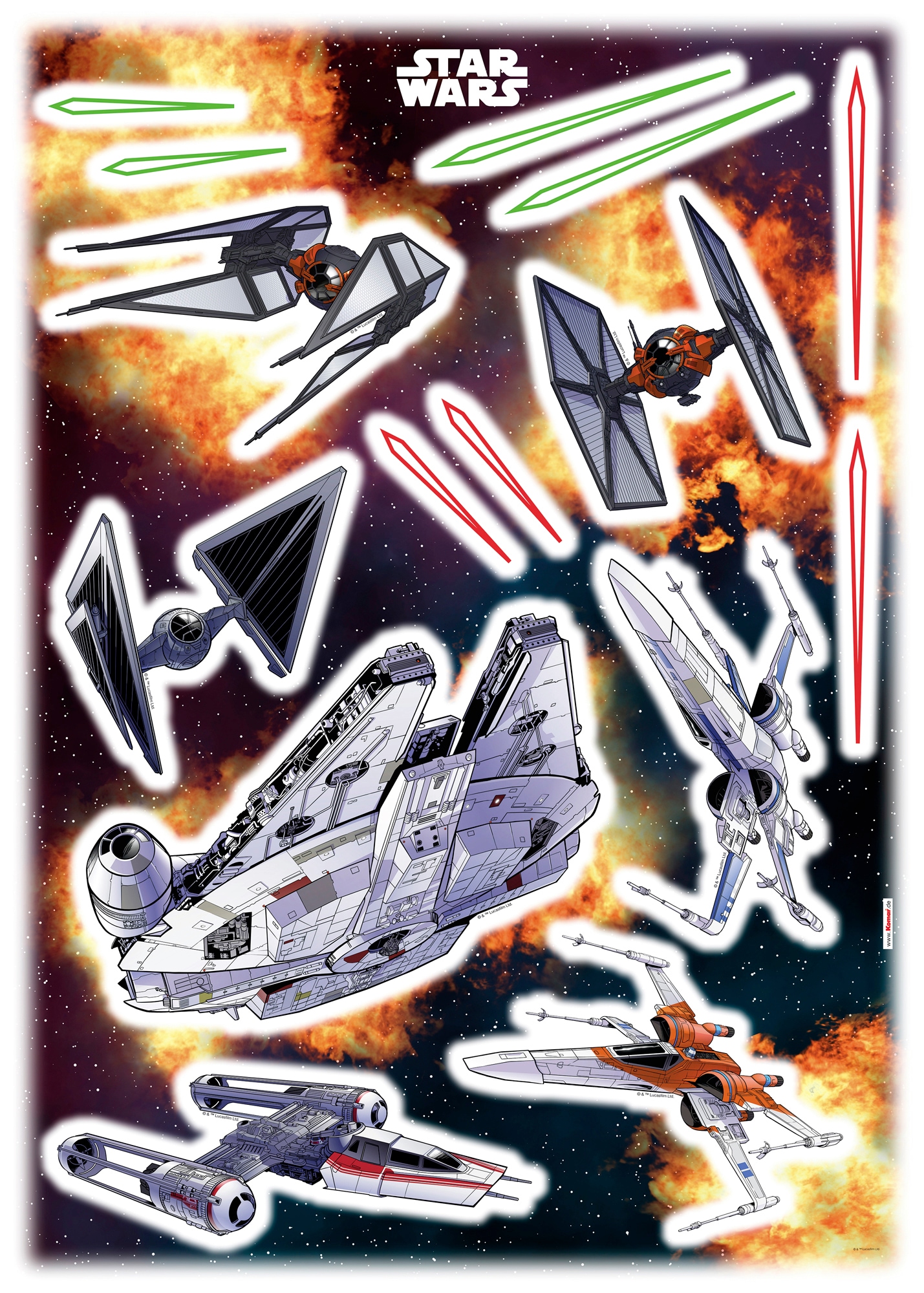 Komar Wandtattoo »Star Wars Spaceship«, (15 St.), 50x70 cm (Breite x Höhe), selbstklebendes  Wandtattoo | BAUR