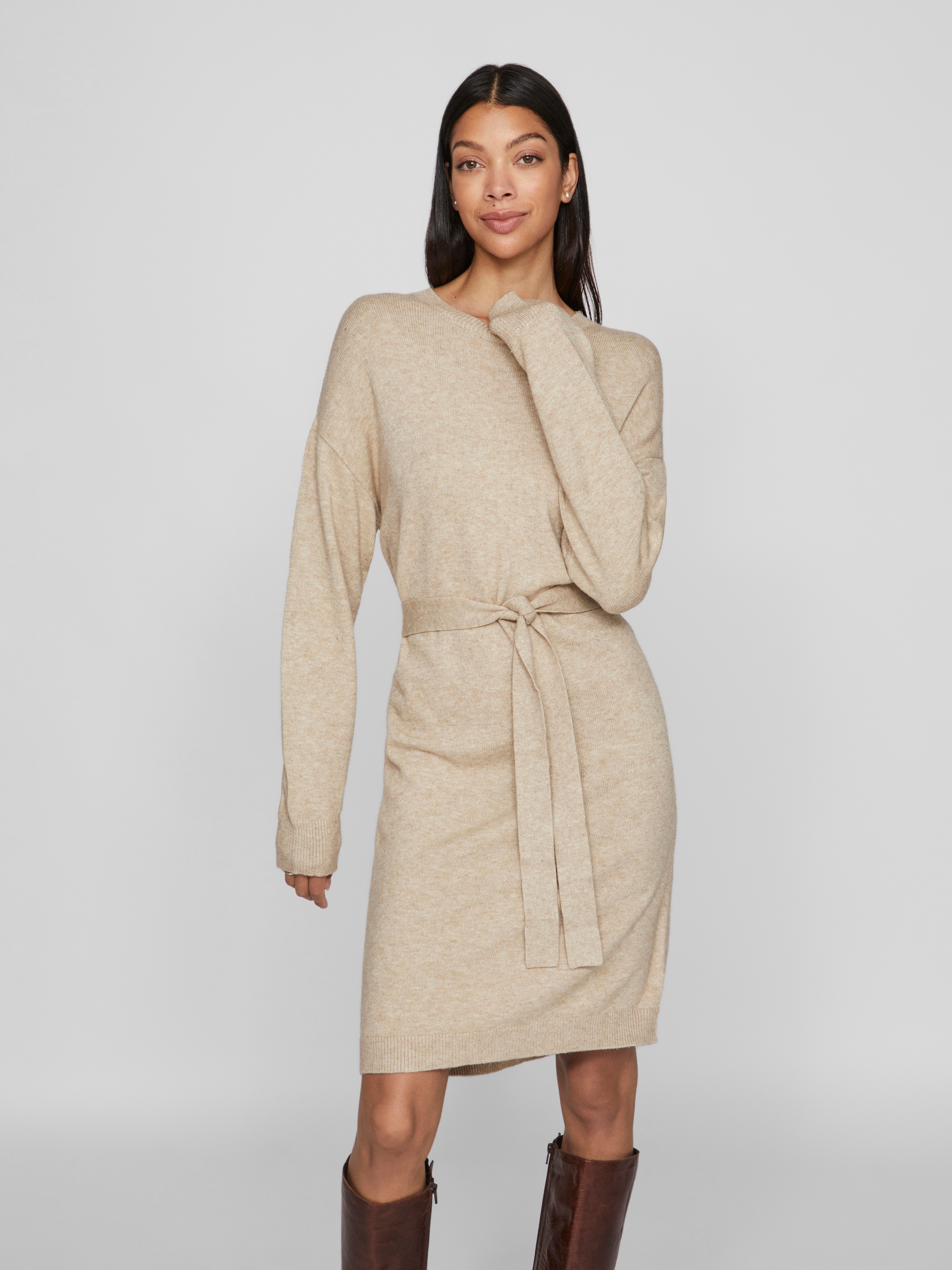 Vila Strickkleid "VIRIL O-NECK L/S BELT KNIT DRESS - NOOS" günstig online kaufen