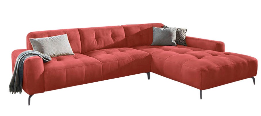 W.SCHILLIG Ecksofa »wilson«, mit Absteppungen, Füße Schwarz pulverbeschichtet, Breite 312 cm