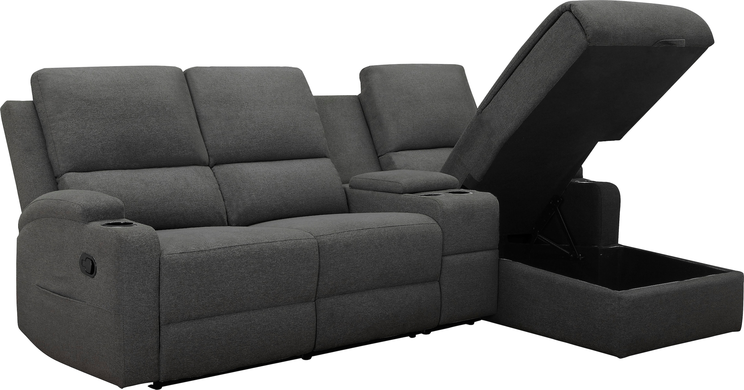 Home affaire Ecksofa »Napori Multimediasofa, 3er Kinosessel XXL, L-Form,«, Kinosofa mit Relaxfunktion, Getränkehalter, Staufach und Staukasten