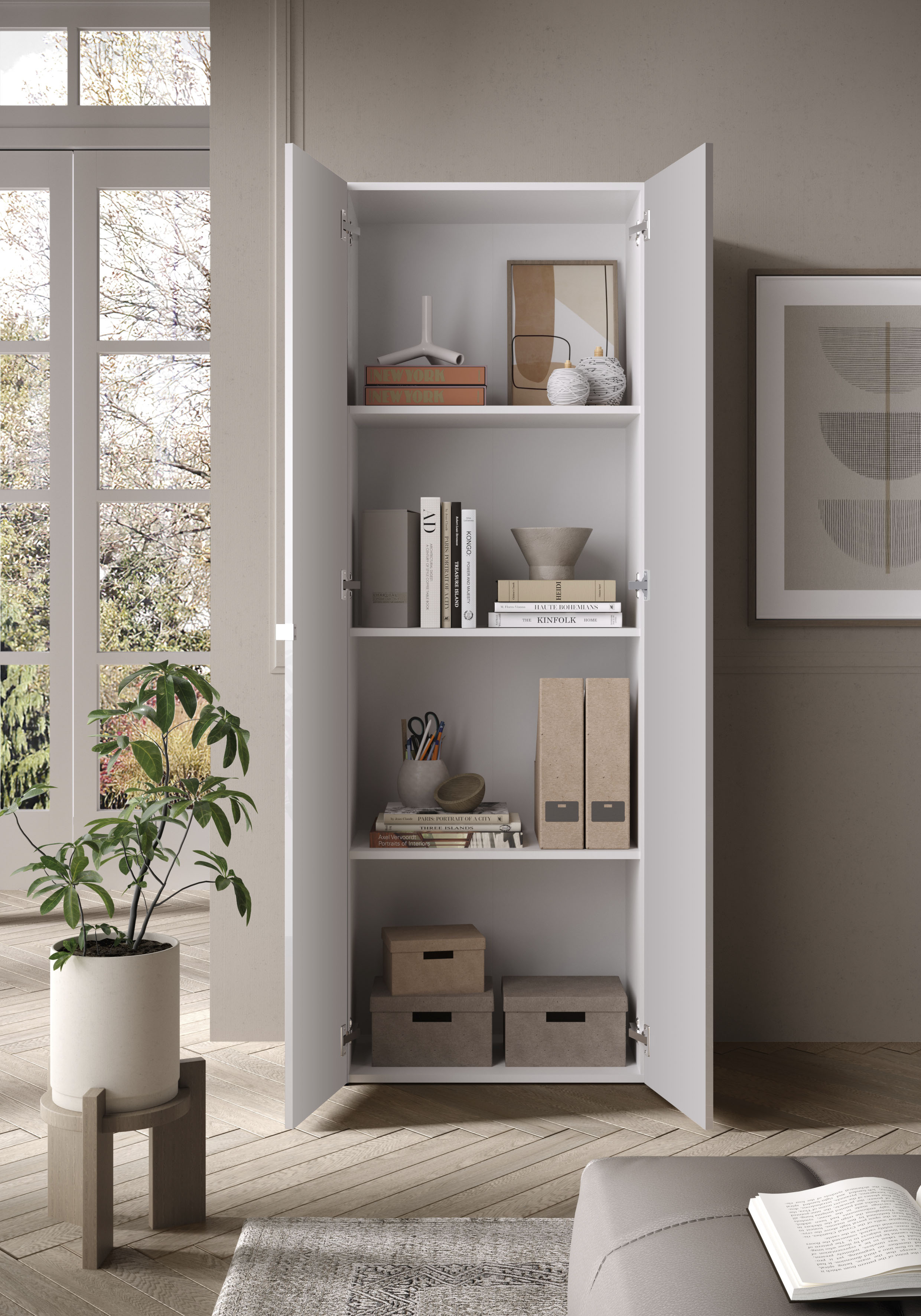 Thumbnail - OTTO home Aktenschrank "Basic, Büroschrank mit 2 Türen (innen 3 Einlegeböden)," hoher Mehrzweckschrank in verschiedenen ...