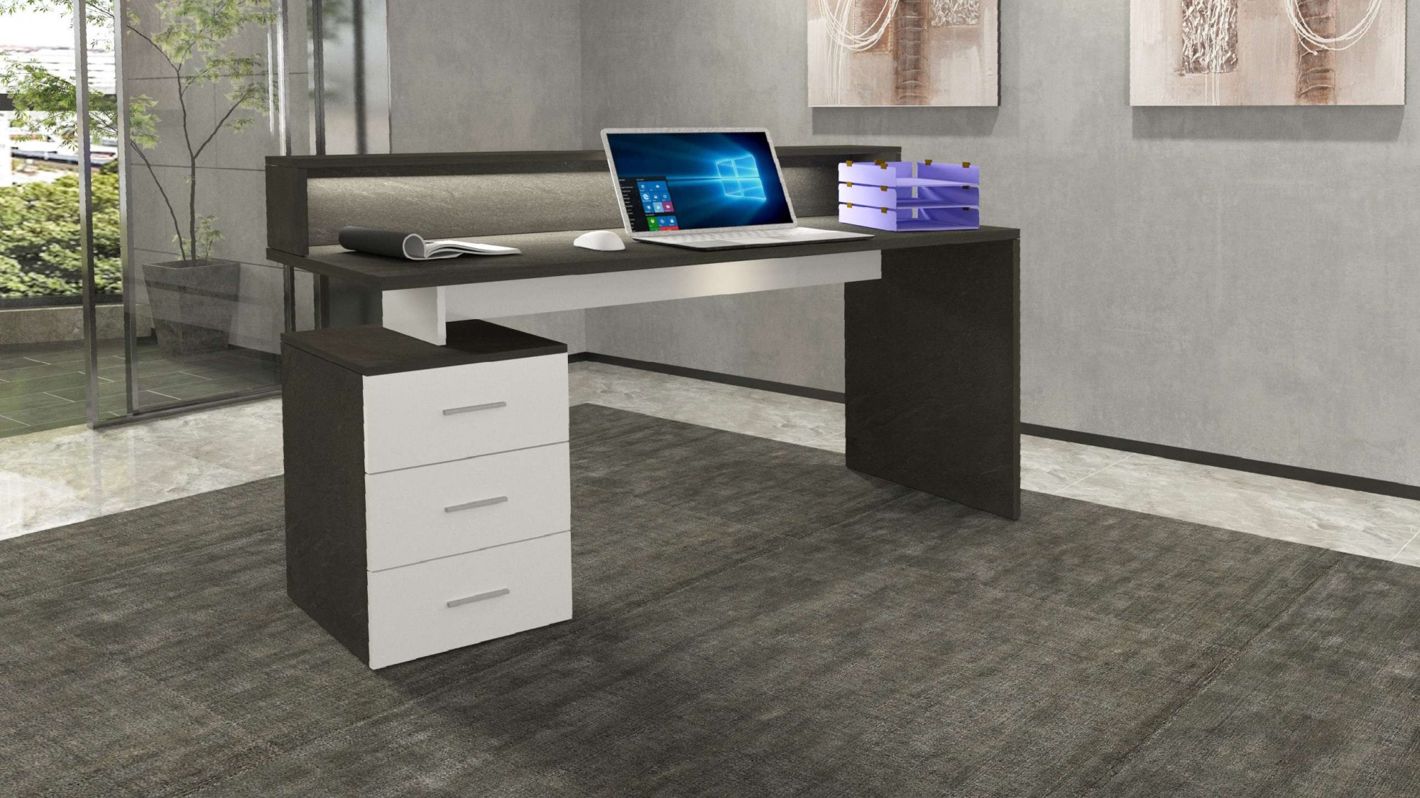 INOSIGN Schreibtisch »NEW SELINA«, mit Schreibtischaufsatz, hochwertiges ital. Design, Breite 160 cm