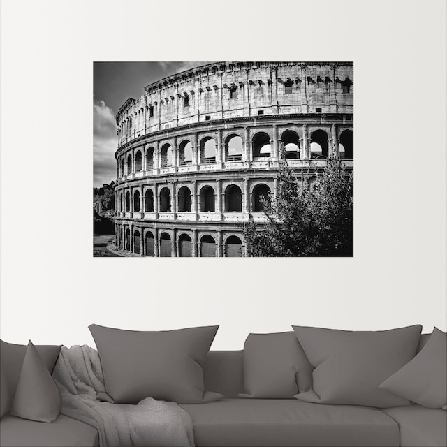 Black Friday Artland Wandbild »Rom Kolosseum Monochrom«, Rom, (1 St.), als  Alubild, Leinwandbild, Wandaufkleber oder Poster in versch. Größen | BAUR