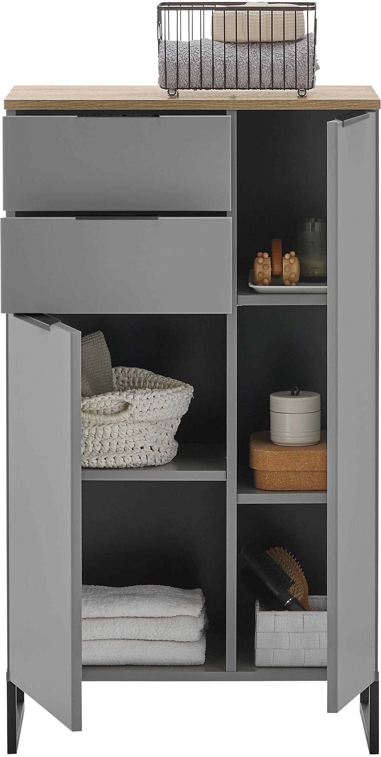 BASIC by Balculina Midischrank »Denver Midischrank, Badezimmerschrank BxHxT 60x106x32«, (1 St.), Breite 60 cm, Tür L/R montierbar, Softclose