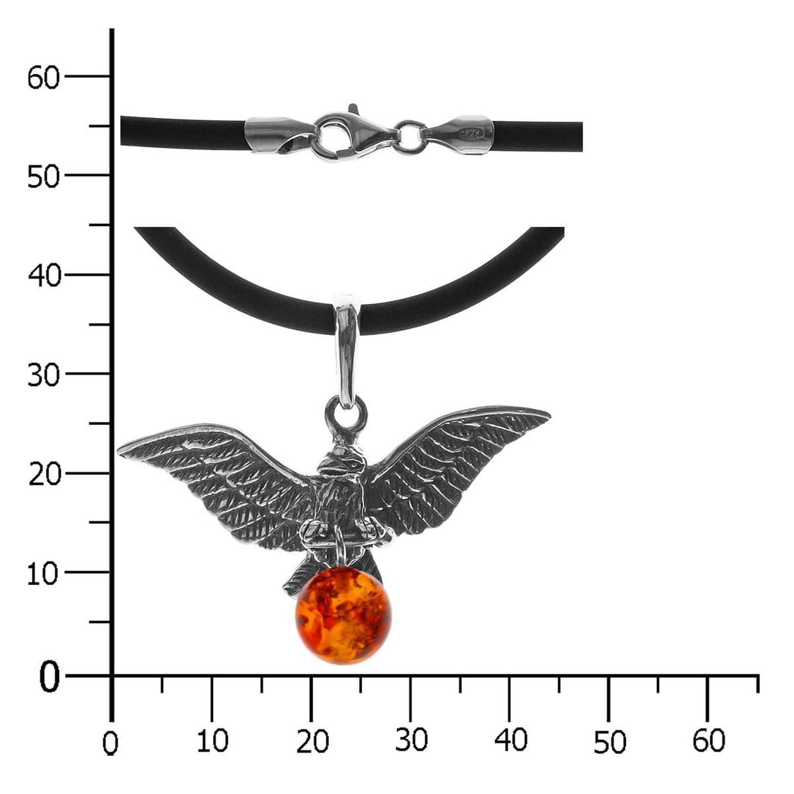 OSTSEE-SCHMUCK Kette mit Anhänger »- Adler - Kautschukreif - Silber 925/000 - Bernstein«