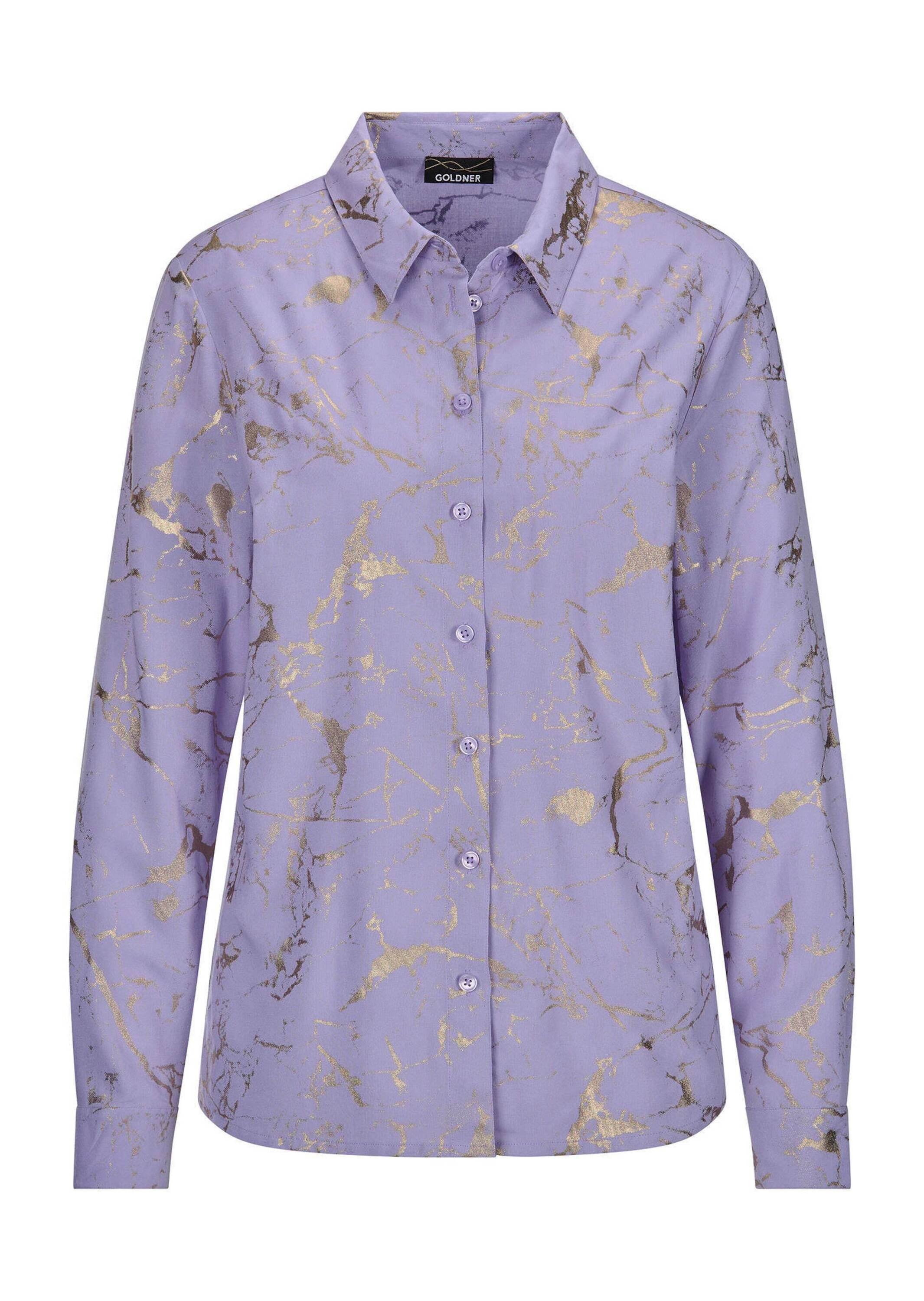 GOLDNER Hemdbluse "Kurzgröße Hemdbluse mit Metallic Print" günstig online kaufen