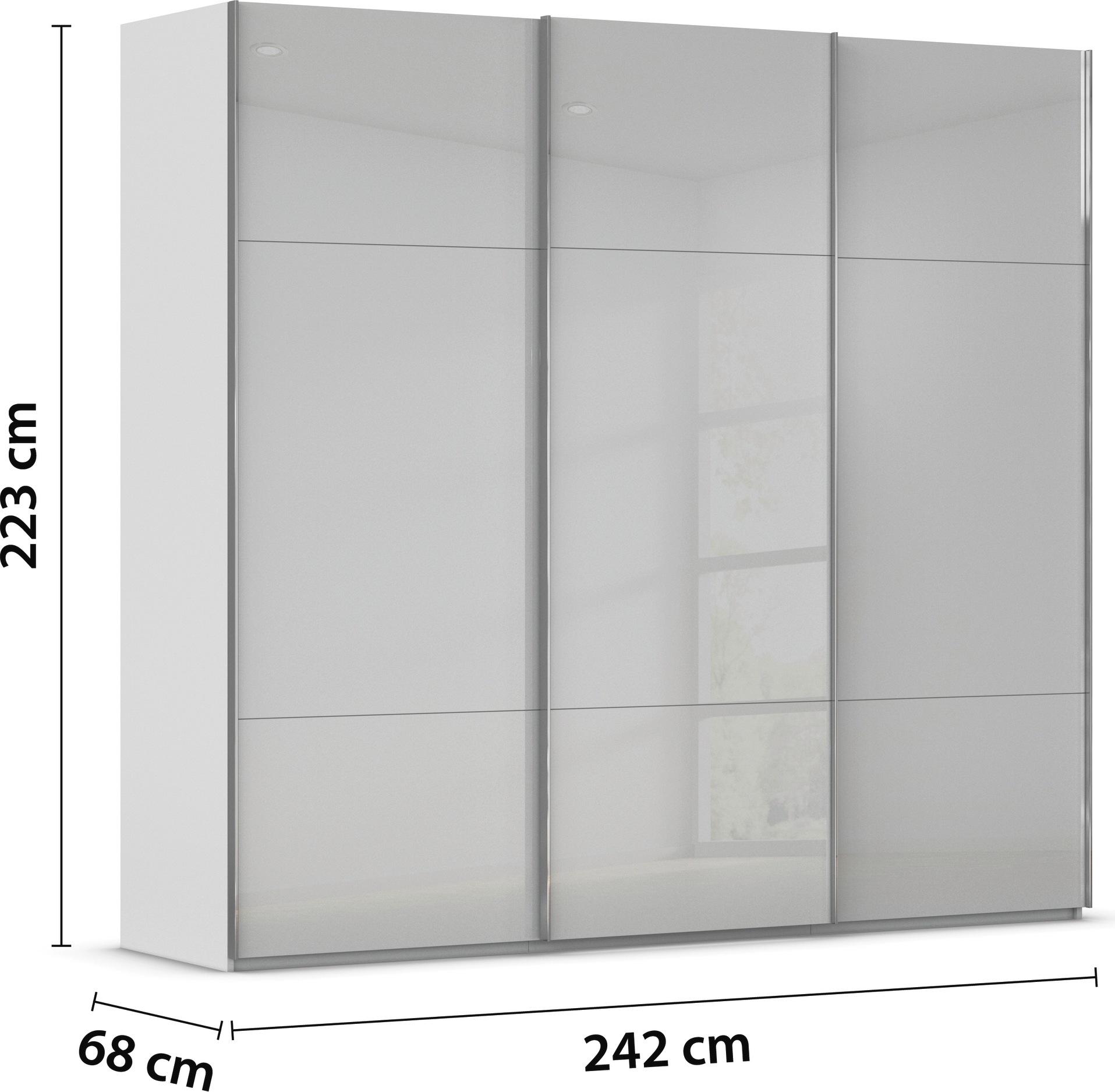 rauch Schwebetürenschrank »Kleiderschrank Schrank Garderobe Schlafzimmerschrank CONTIDO«, (in 3 verschiedenen Ausstattungen BASIC/CLASSIC/PREMIUM), aus hochwertigem Material in 6 Breiten 2 Griff-Farben MADE IN GERMANY