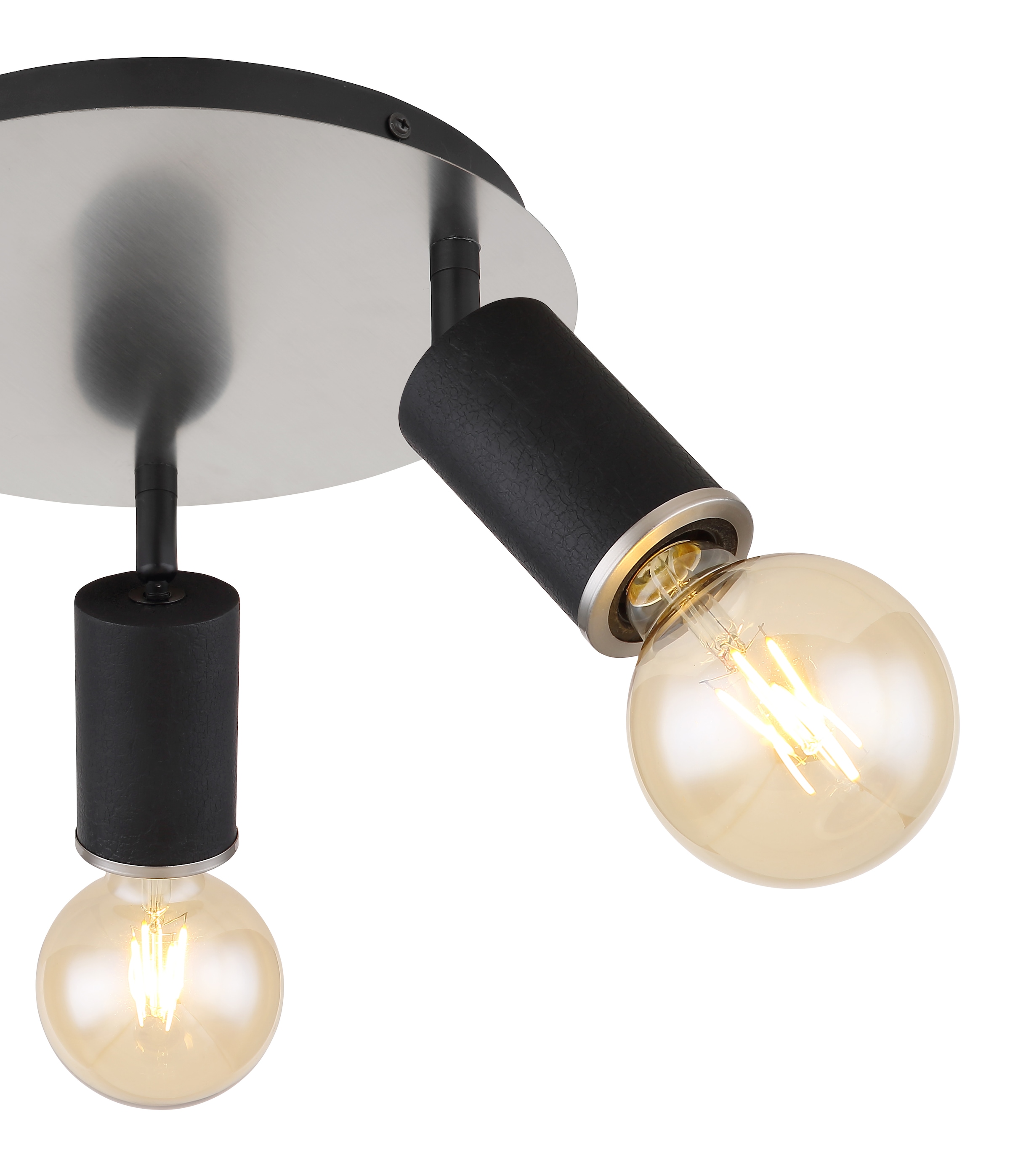 GLOBO LIGHTING Deckenspot »JOSEBA« E27 1 Stk. Schwarzer Strahler mit Holz schwarz, Nickel matt, E27 3x60W