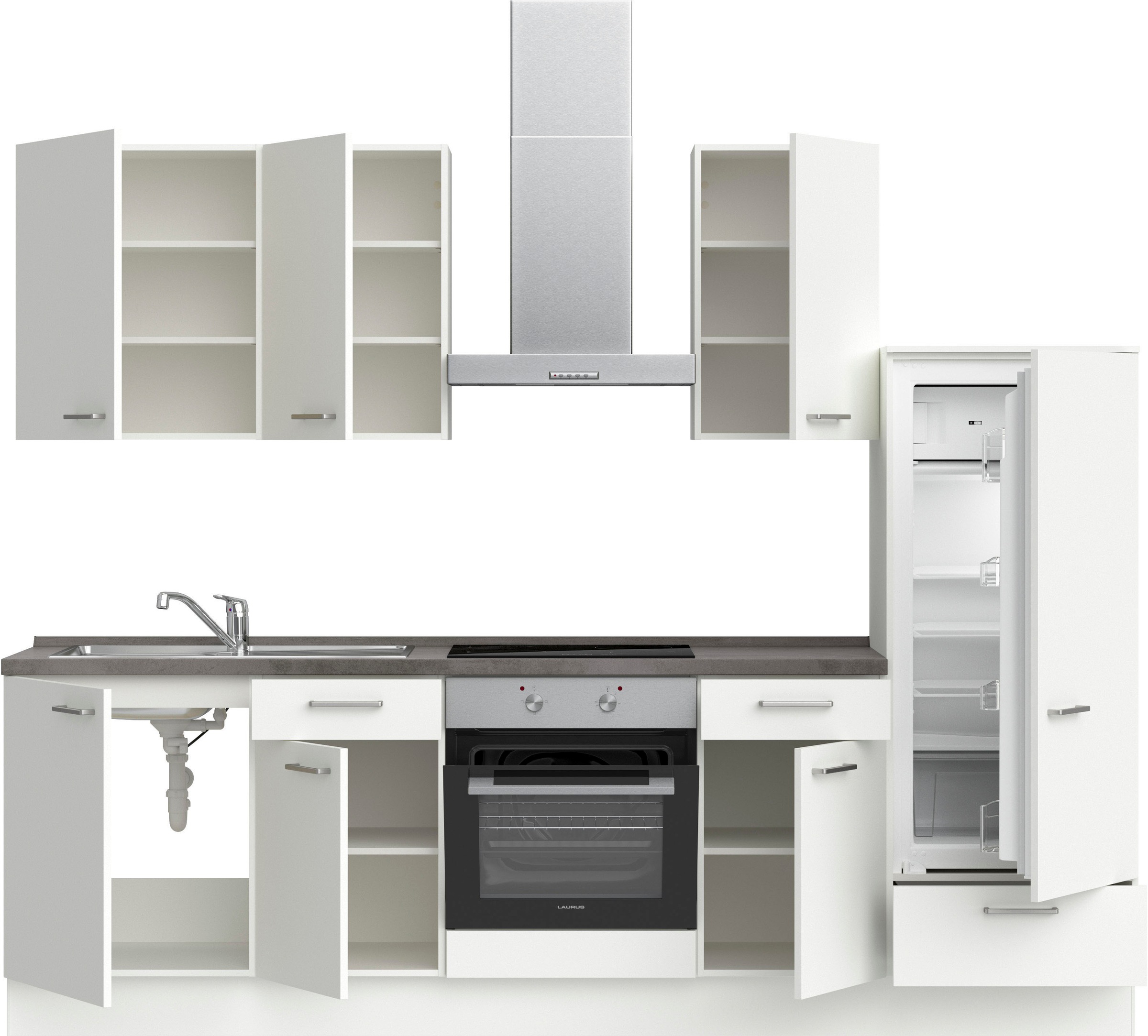nobilia® elements Küchenzeile »"elements basic"«, vormontiert, Ausrichtung wählbar, Breite 270 cm, mit E-Geräten