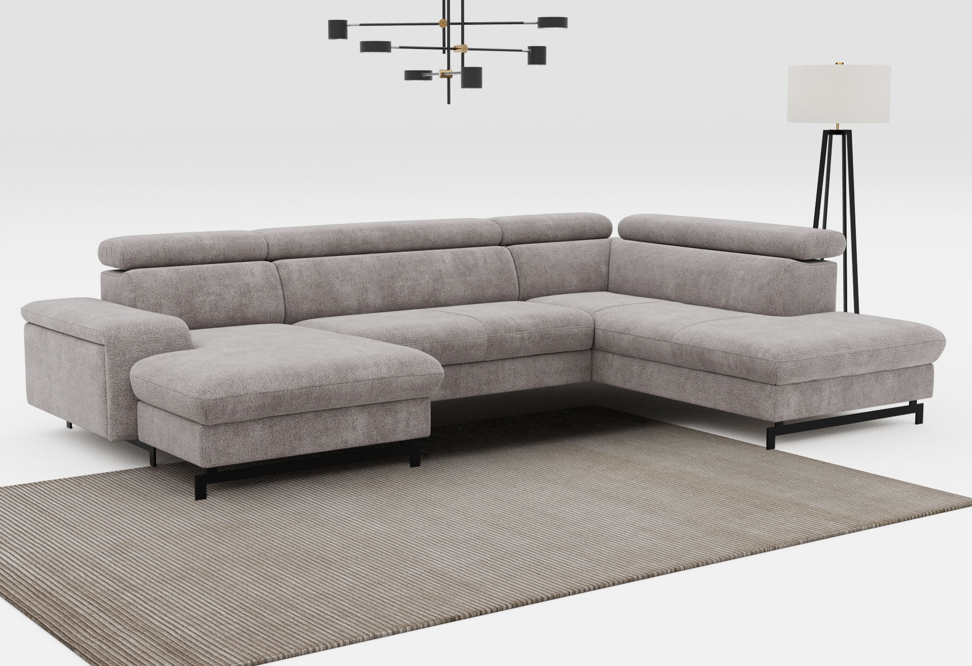 COTTA Wohnlandschaft "Emma U-Form, B: 328 cm" mit Kopfteilverstellung, optional Schlaffunktion & Bettkasten
