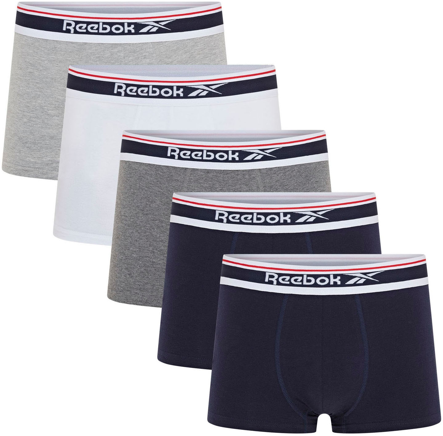 Reebok Boxer "JAY" 5er Pack, basic, bequem, weich, mit Logo, breiter Bund, günstig online kaufen