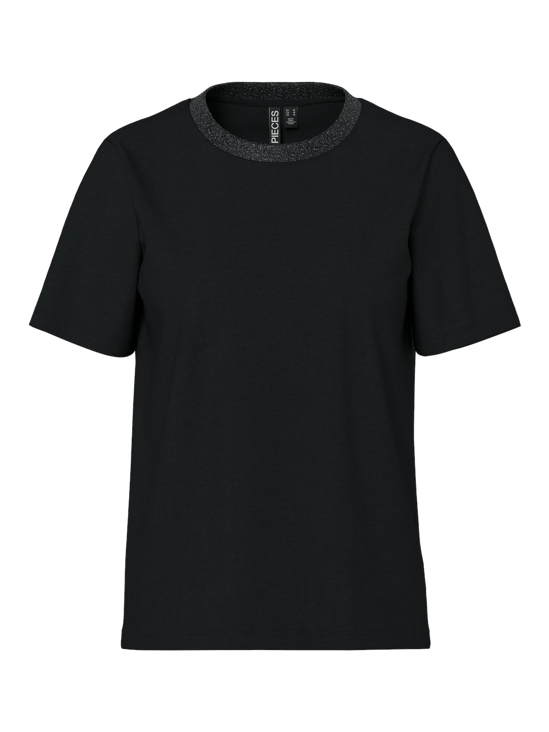pieces Kurzarmshirt "PCRIA SS LUREX NECK TEE JRS NOOS BC" mit Glitzerdetail günstig online kaufen