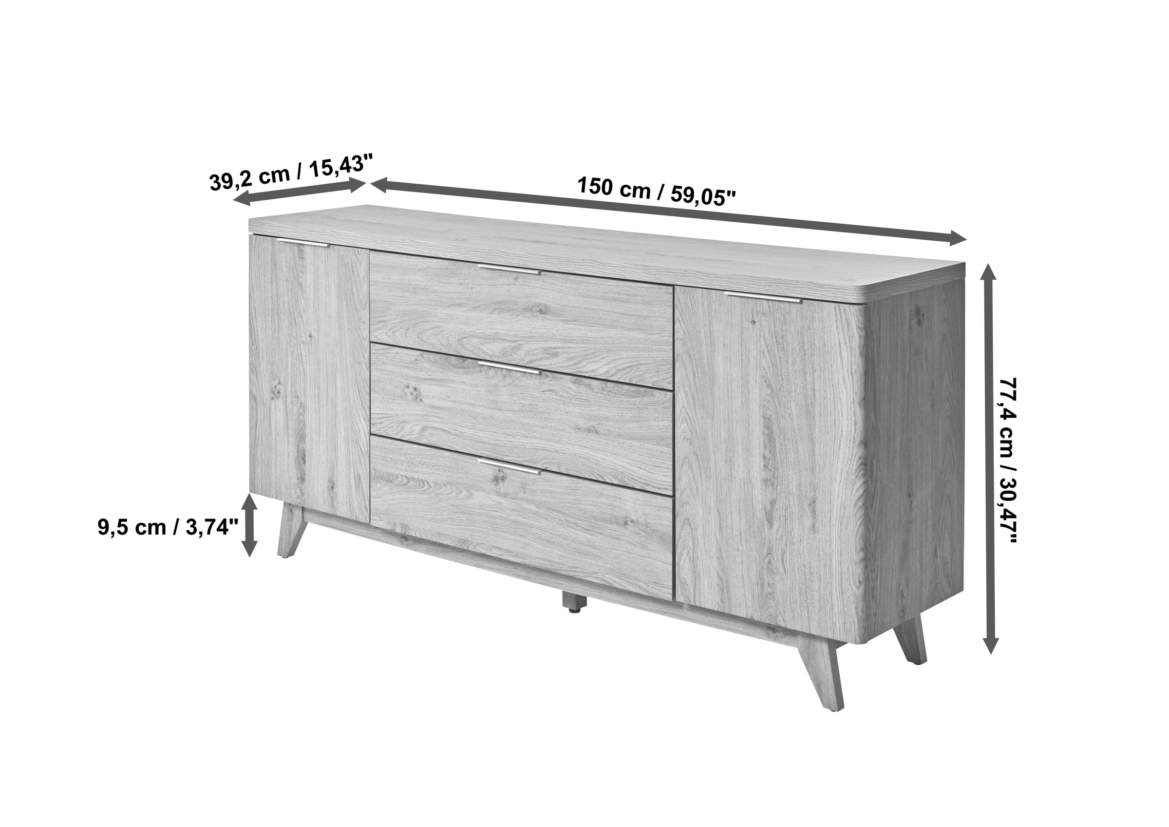 Jahnke Sideboard »LIBRE SB 150«, (1 St.), Sideboard, Kommode, skandinavisch, Montana-Eiche, Breite 150 cm