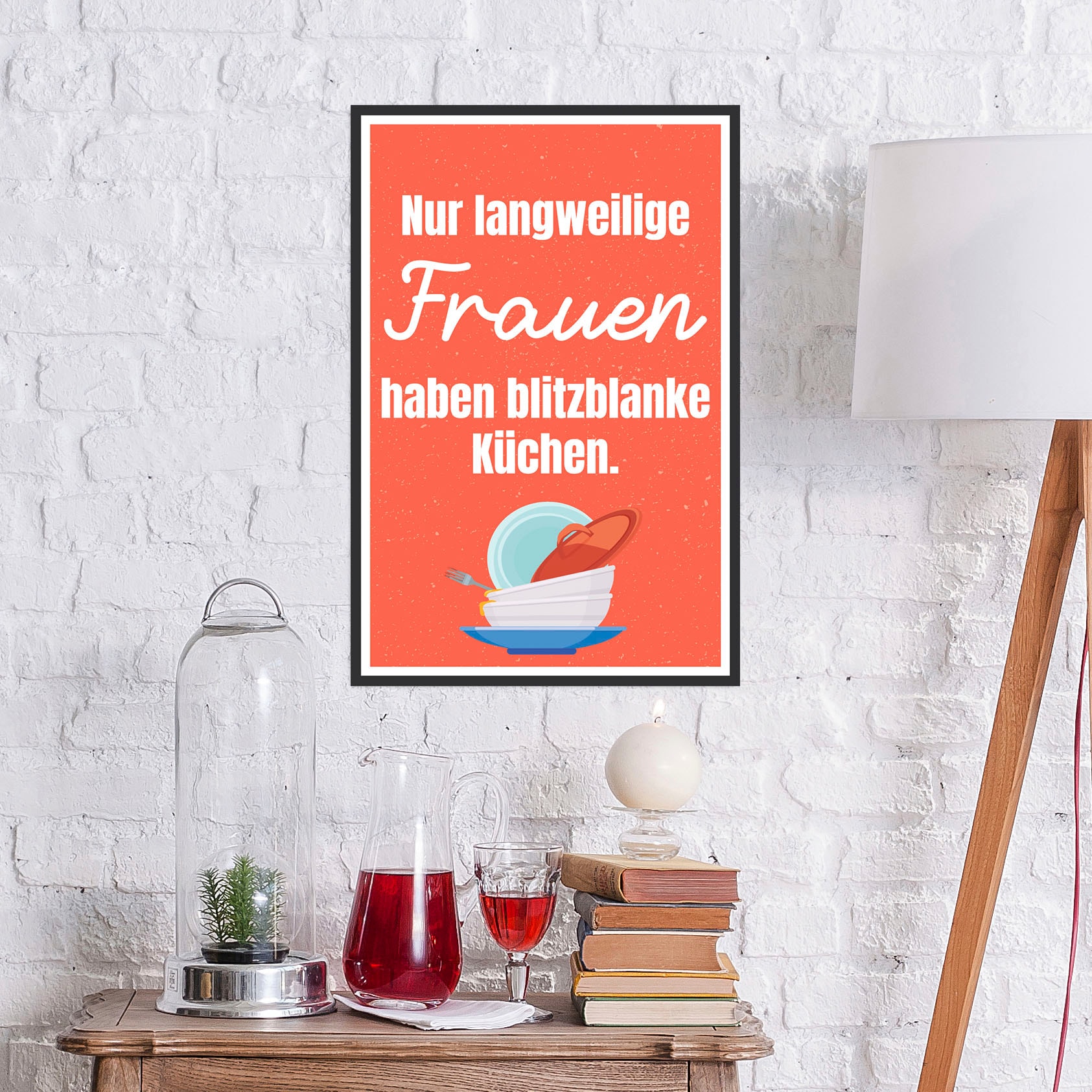 queence Metallbild »Langweilige Frauen«, Schriftzüge-Schriftzug, (1 St.), Stahlschild, Blechschild, Sprüche, Texte, witzig