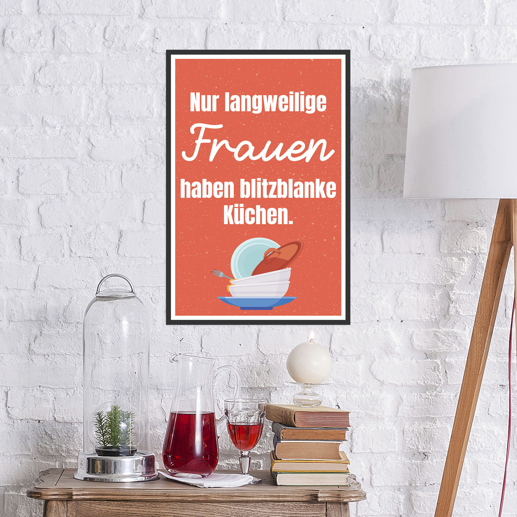 queence Metallbild "Langweilige Frauen" Schriftzug Schriftzüge 1 Stk. tlg. Stahlschilder