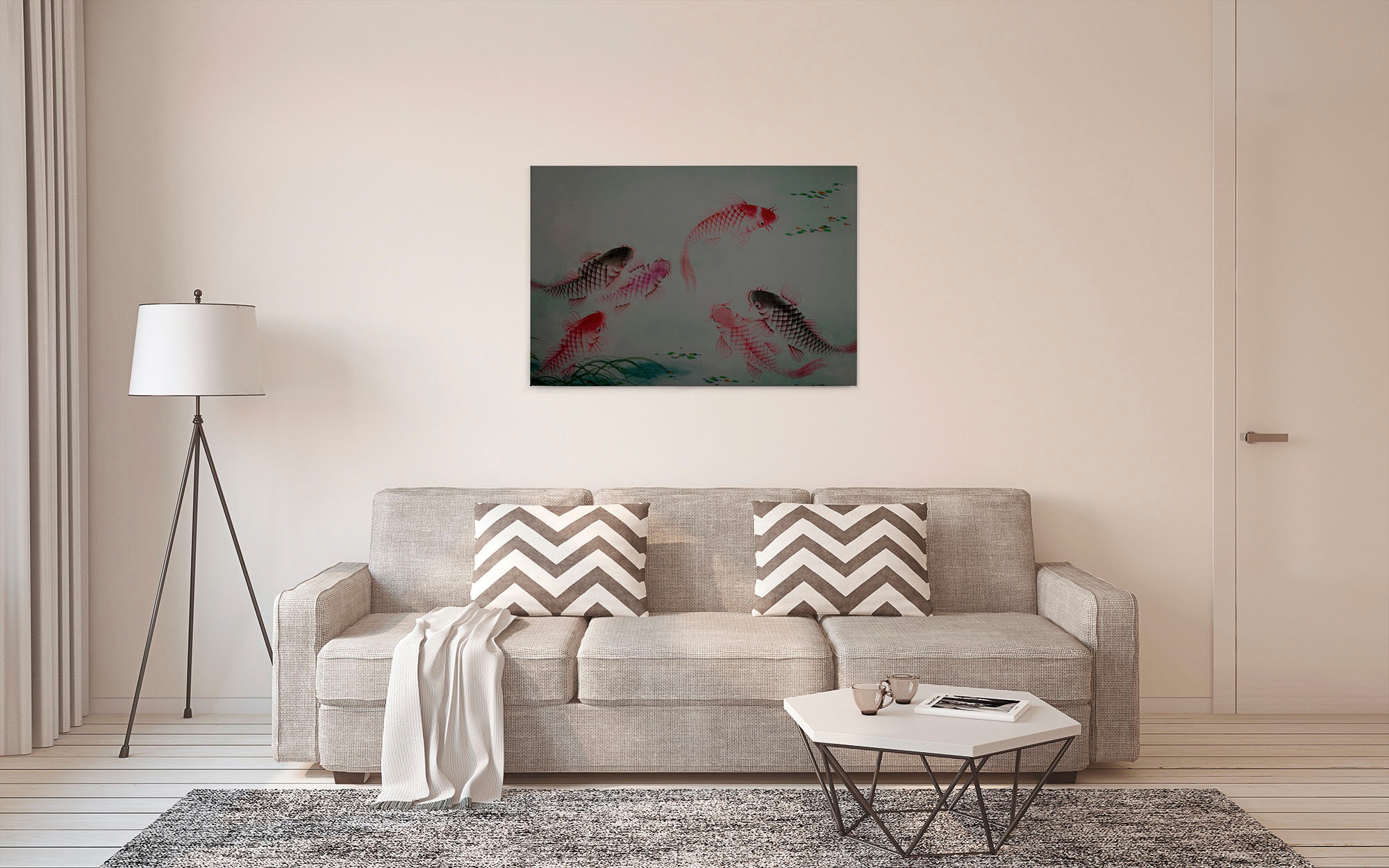 A.S. Création Leinwandbild »dancing kois«, Kunst-Tiere-Kinder, (1 St.), Keilrahmen Bild Fische Asiatisch Koi Leinwand-Bild Wohnzimmer modern