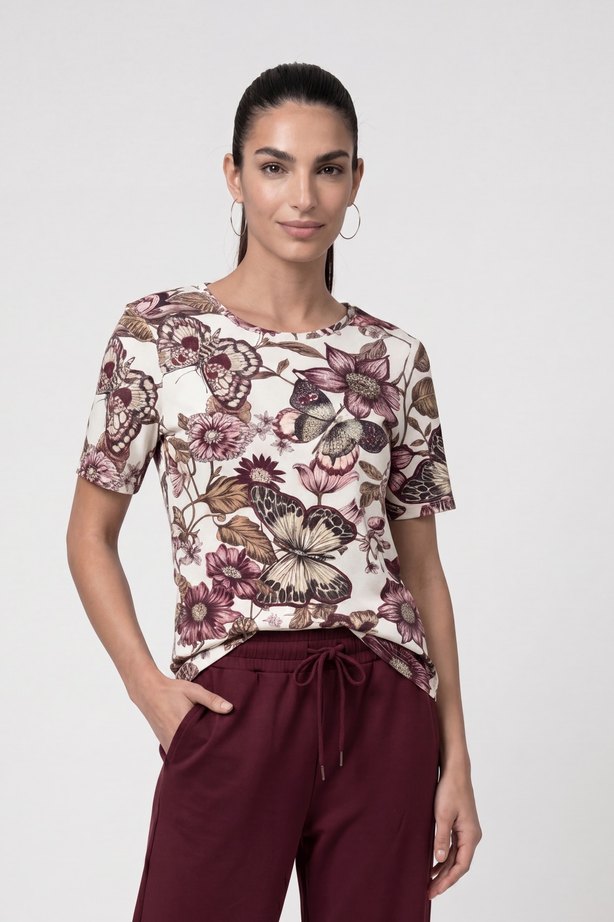 Monari T-Shirt "Shirt Blume allover" Regular fit mit Blumenmuster
